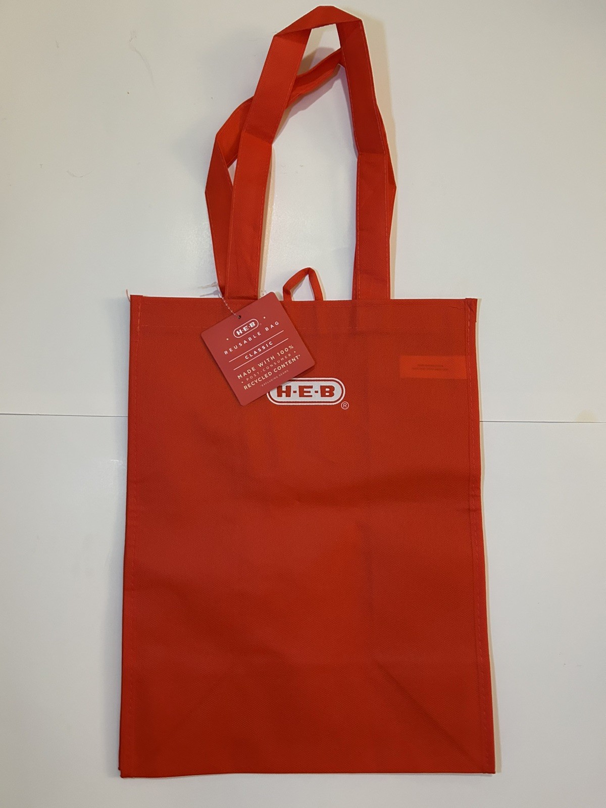 H-E-B Classic Red Reusable Shopping Bag 13.5″L × 7.5″W × 15.5″H