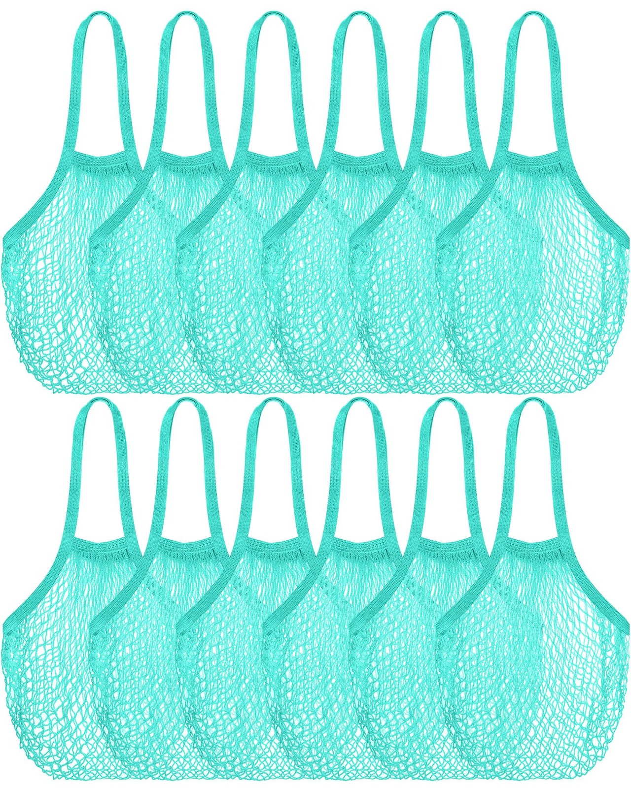 12 Pcs Reusable Cotton Mesh Grocery Bag Washable String Bag Farmers Market Sh…