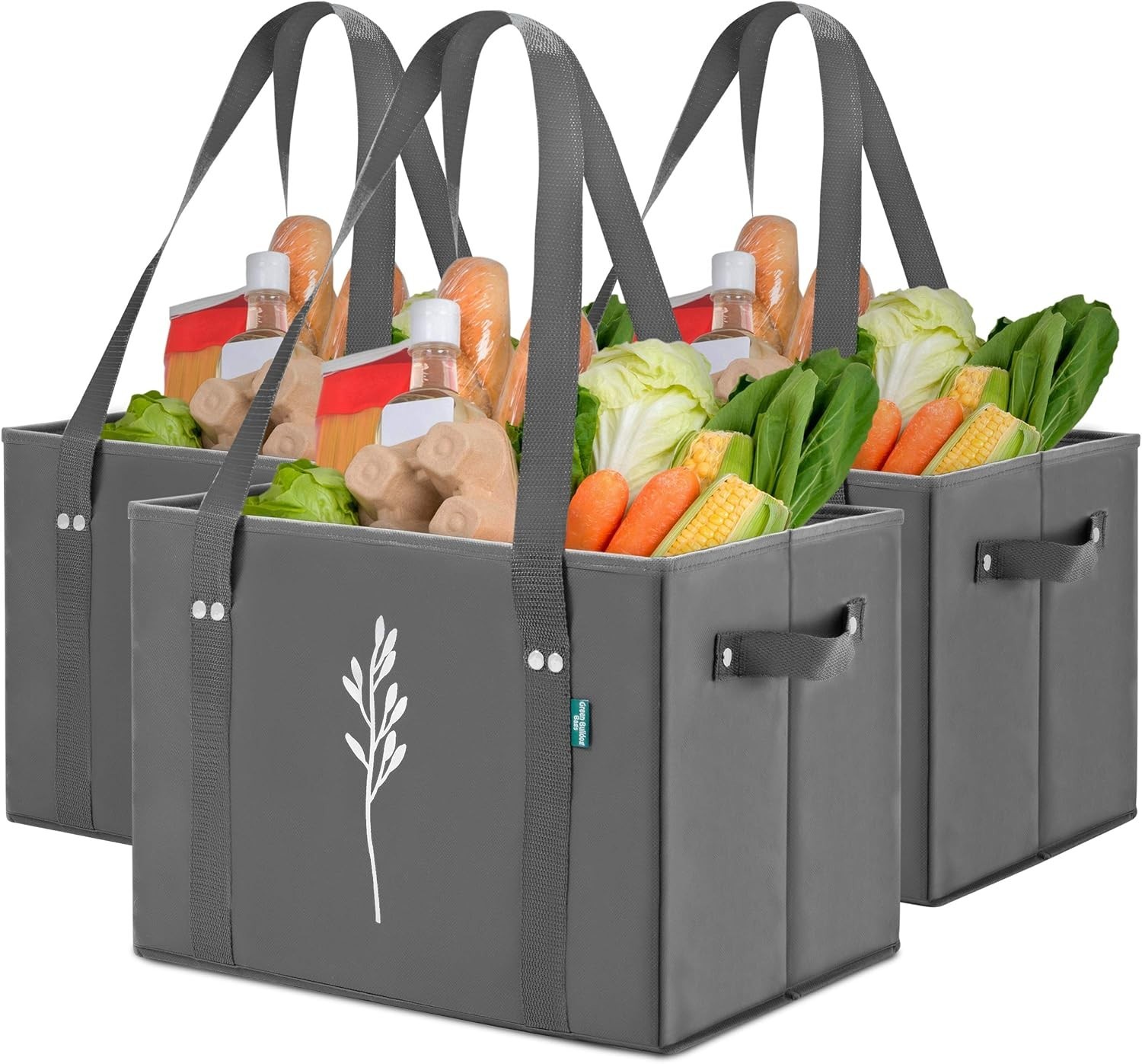 Bulldog Reusable Grocery Bags – Set of 3 Gray Totes
