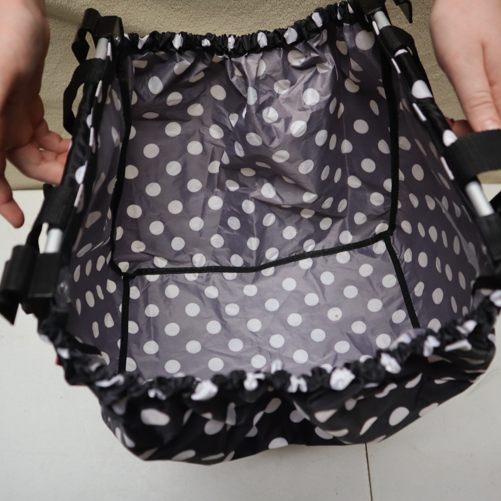 PAMPERED CHEF CLIP ON Expandable Nylon SHOPPING CART Tote Bag Fits In Your Buggy