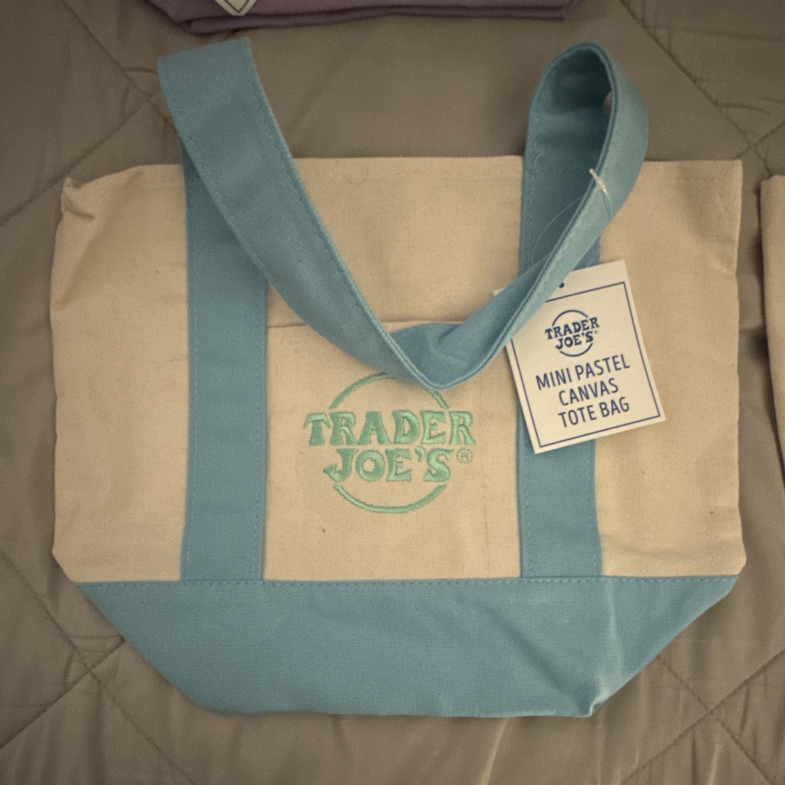 Trader Joe’s Mini Pastel Canvas Reusable Tote Bag Set, 4Pack Multicolor (Tagged)