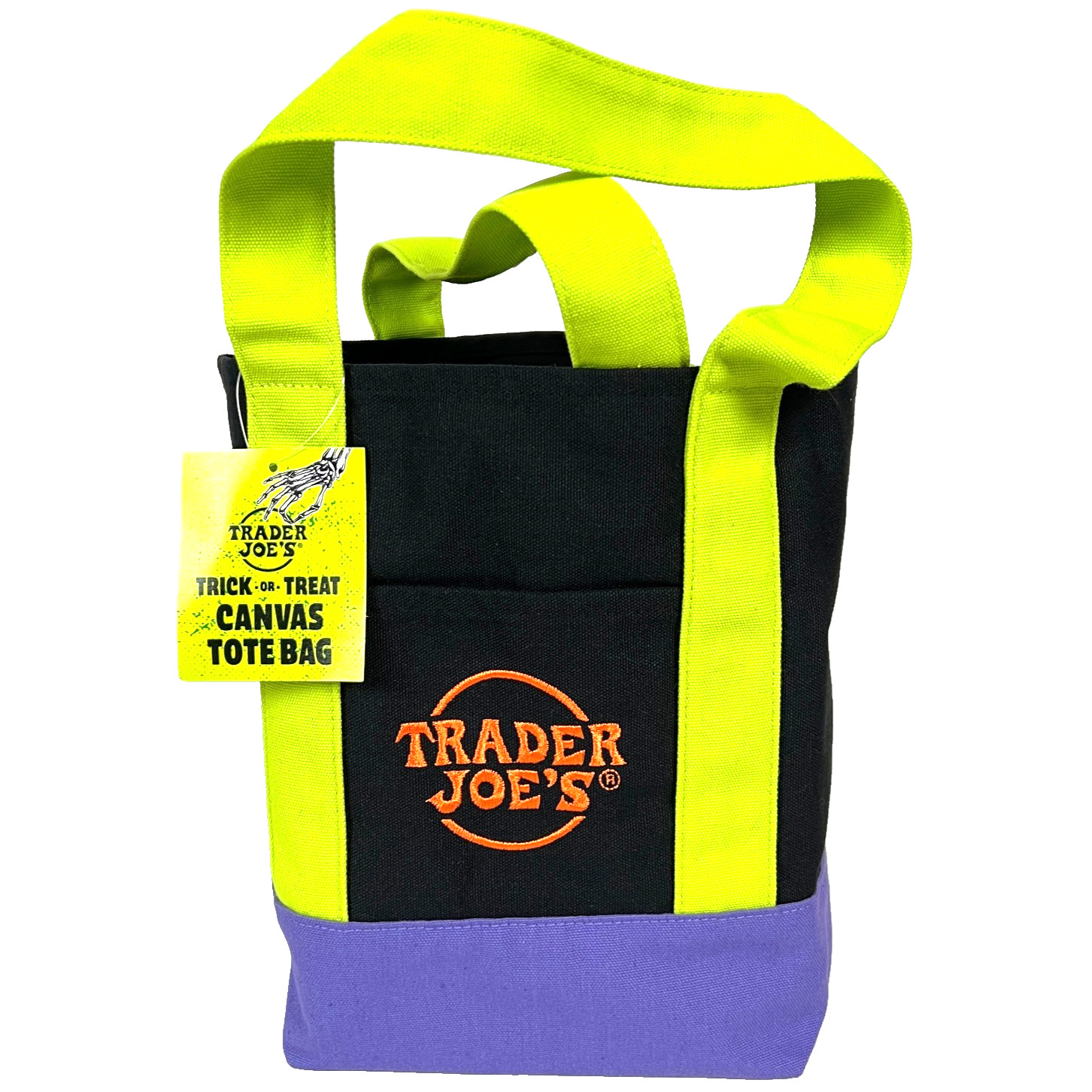 Trader Joes Trick Or Treat Canvas Tote Mini Halloween Colorblock w/Pockets PPD