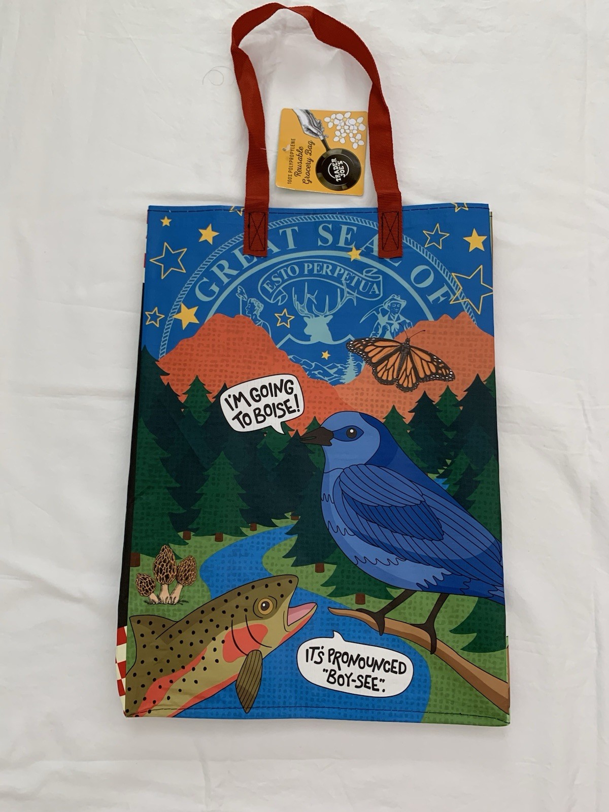 Trader Joe’s Idaho Reusable Shopping Tote Bag Large Multicolor Plastic 18x14x6