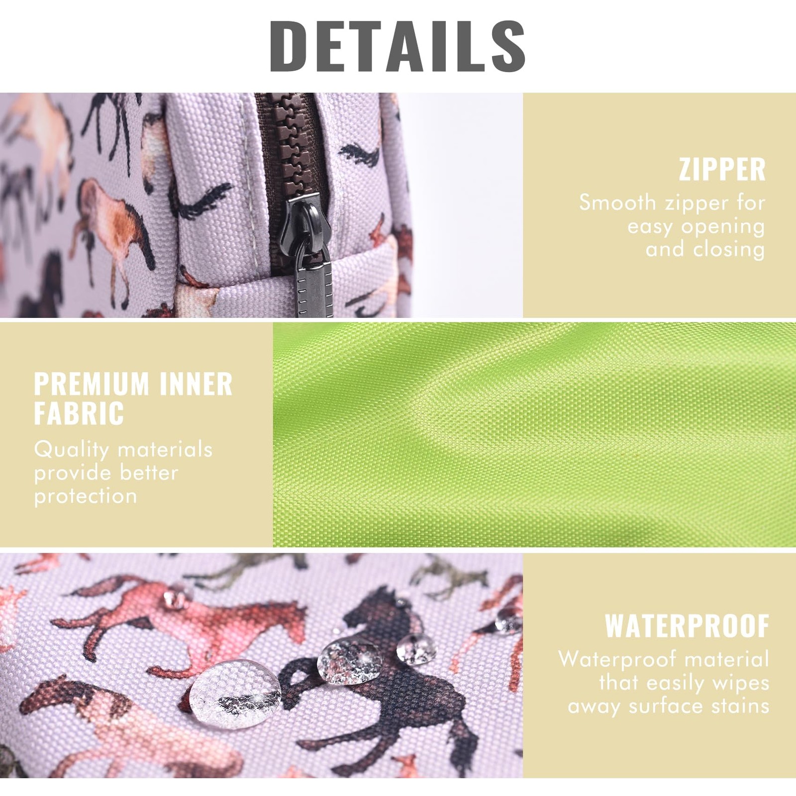 LParkin Horse Large Capacity Pencil Case, 8 inches * 3.5 inches, multicolor