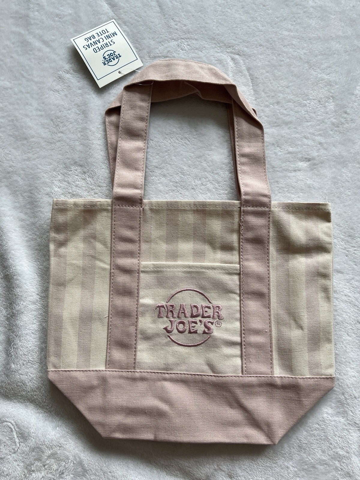Trader Joe’s Mini Pastel Stripe Canvas Tote Bag – Stripe Pastel Pink 2026
