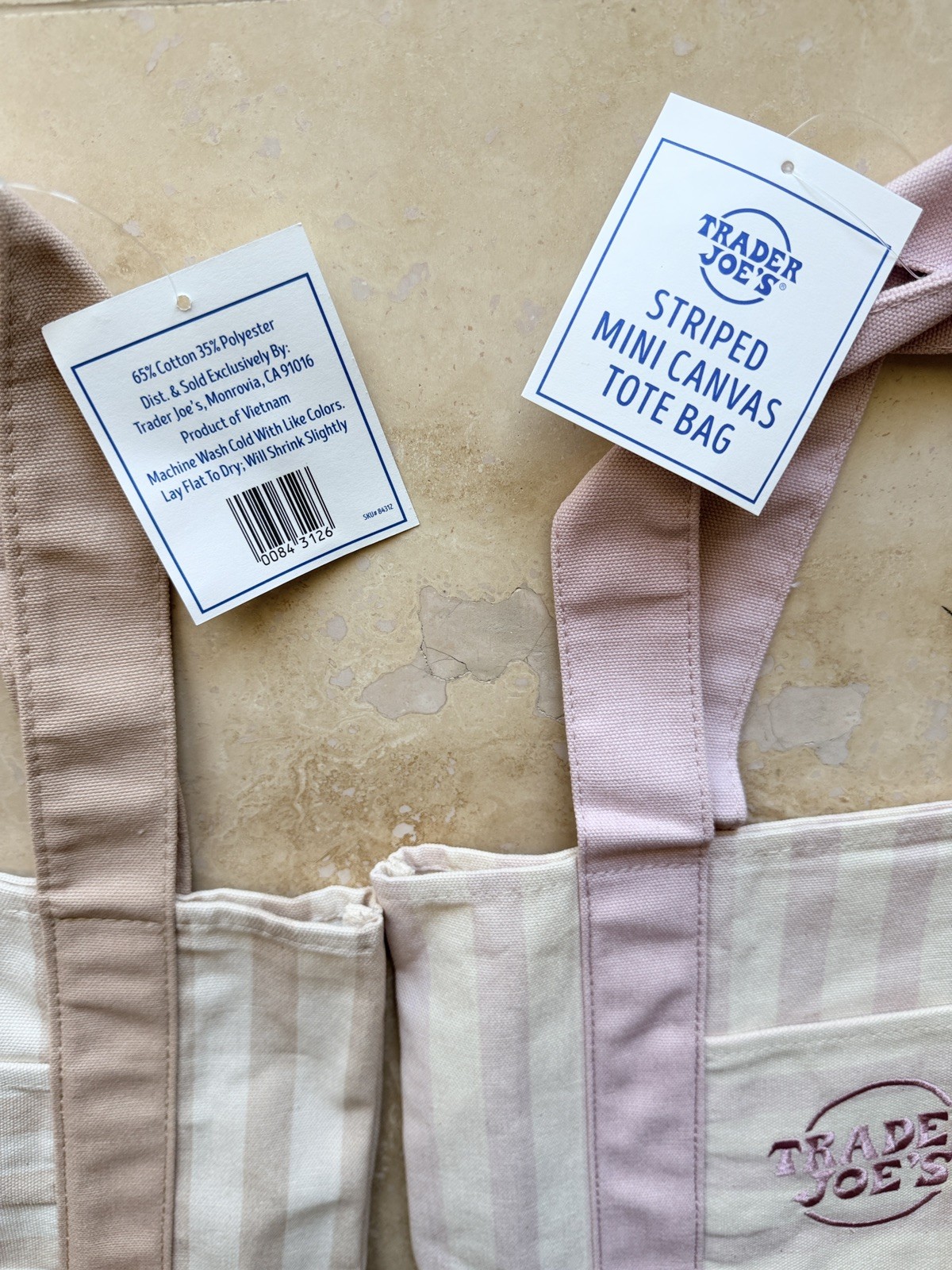 Trader Joe’s Mini Pastel Stripe Canvas Tote Bag Limited Edition Set Of 4 summer