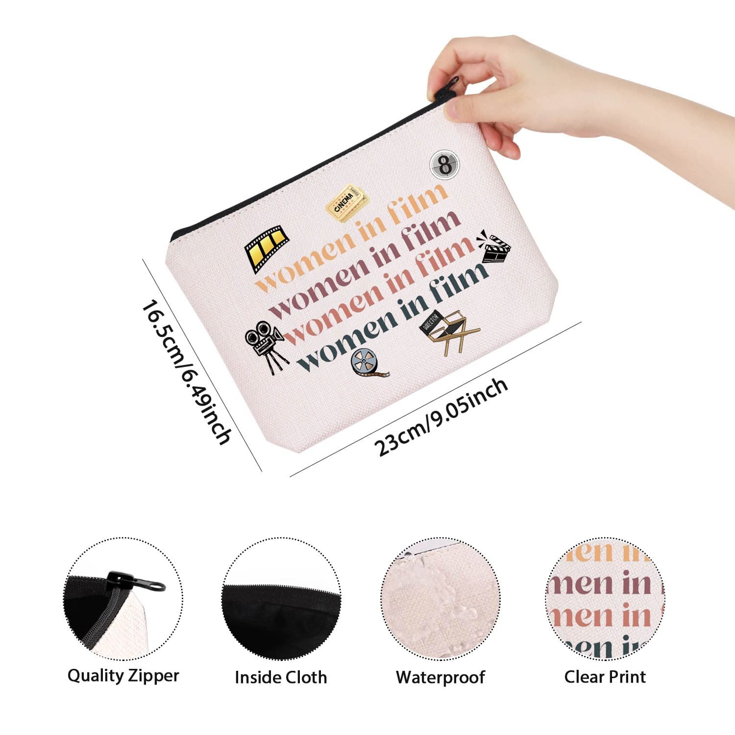 TSOTMO Female Filmmaker Gift Women in Film Cinema Lover Zipper Beige