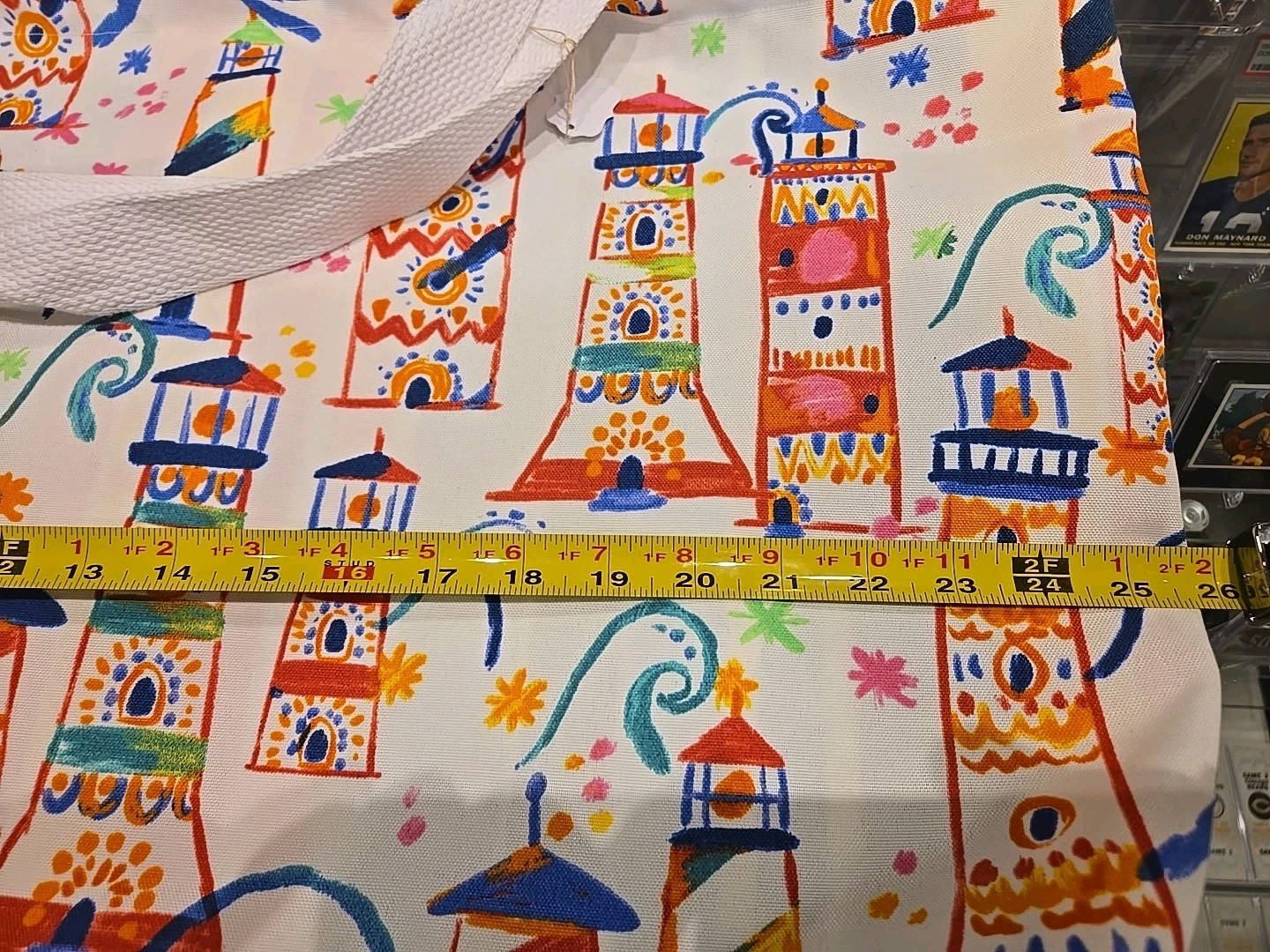 Cotton Canvas Hand Made Lighthouse Tote Bag 25×16 Three Inside Pocket Summer