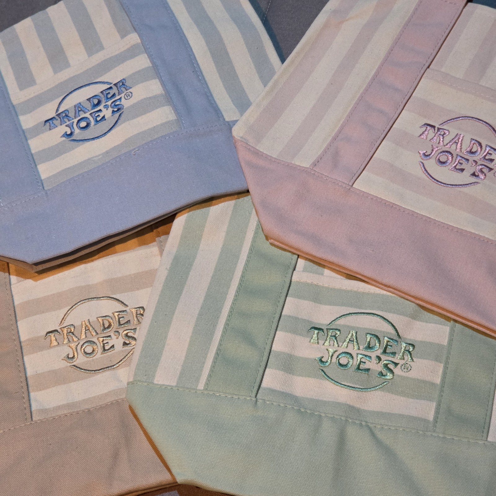 LIMITED Trader Joe’s Striped Mini Canvas Tote Bag Set of 4 (BRAND NEW WITH TAG)