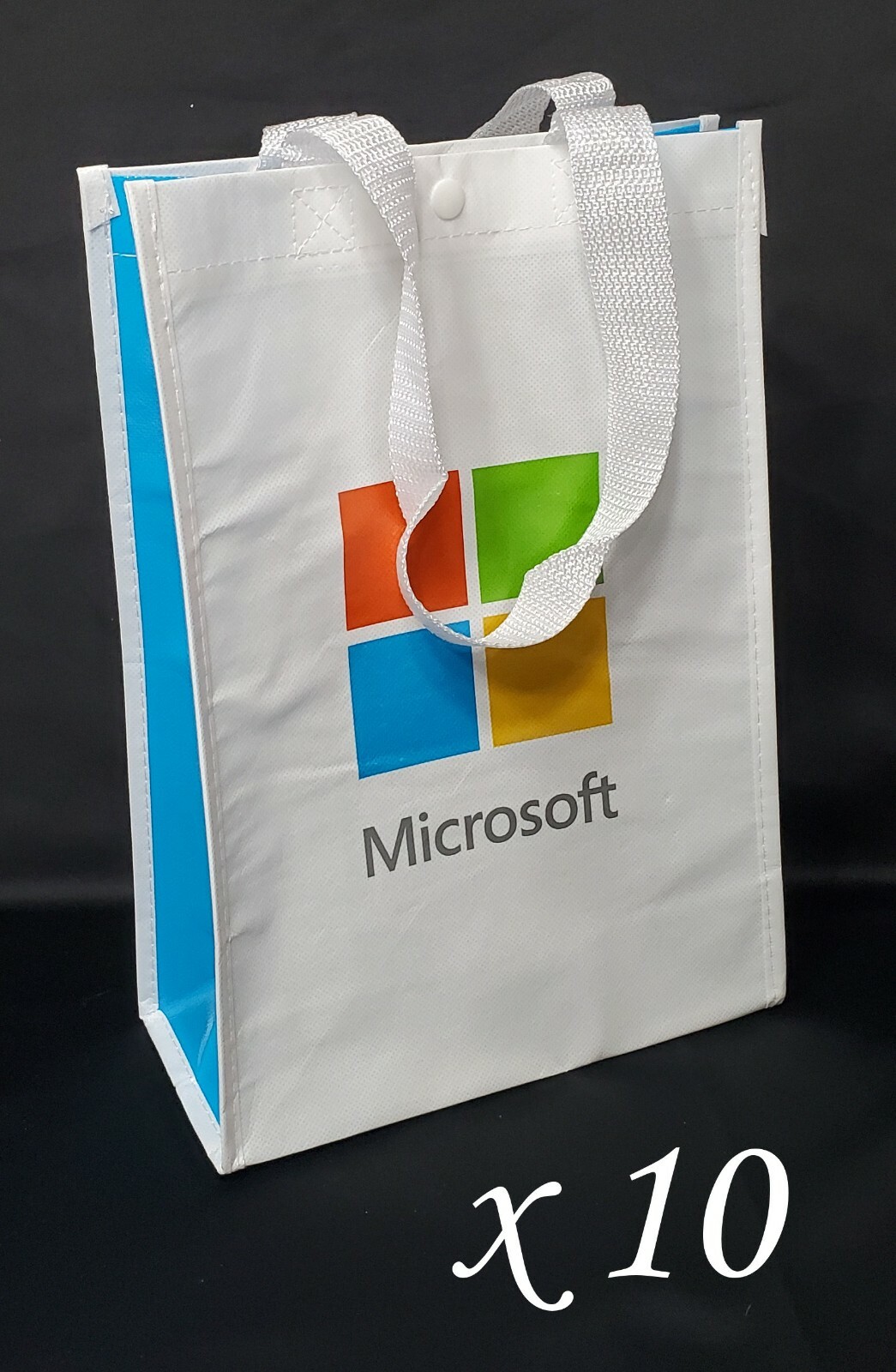 10 Laminated Medium Sized Reusable Microsoft Shopping Tote Bags 12.5″ x 9″ x 4″