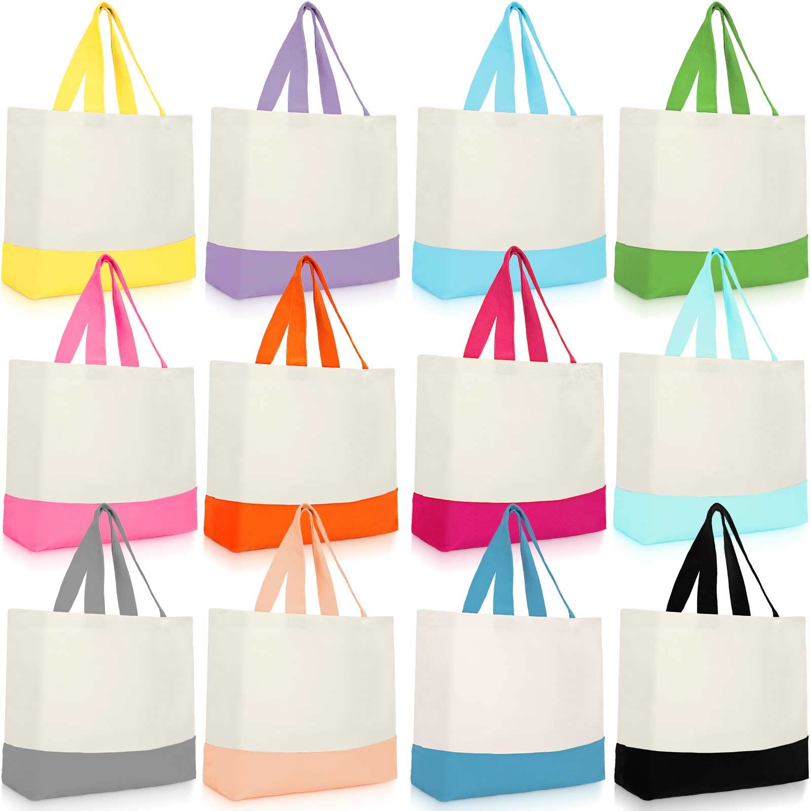 12 Pcs Canvas Tote Bags Bulk 18.5 x 15 Inch Reusable Grocery Shopping Bags To…