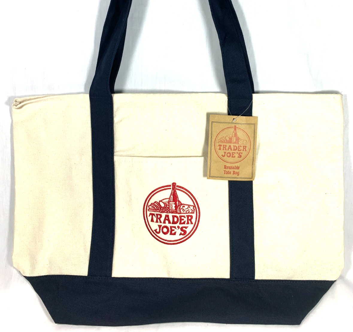 Trader Joe’s Canvas Tote Shopping Bag – LARGE CLASSIC NAVY BLUE – NEW with TAGS