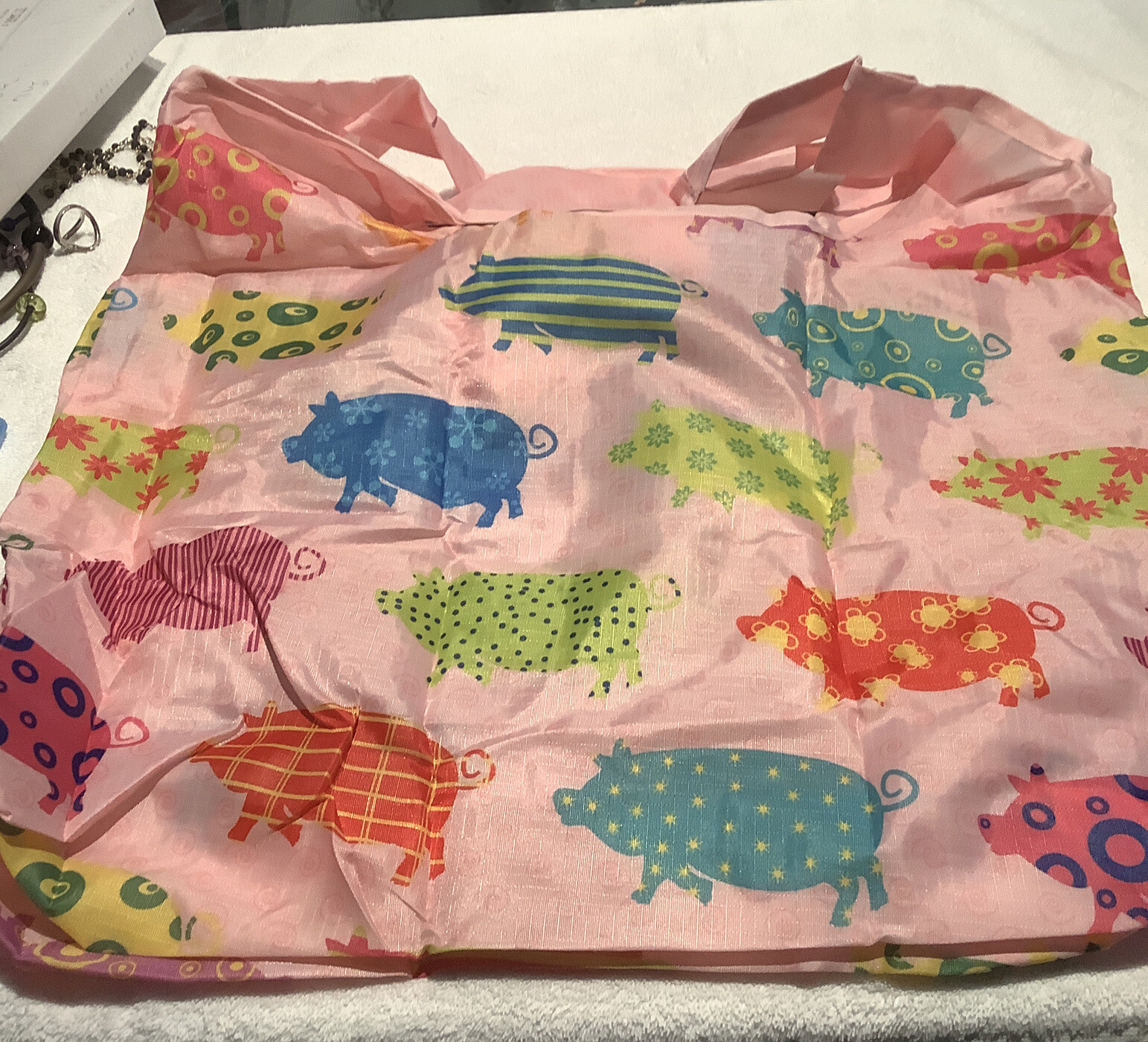 O-WITZ Reusable Shopping Bag Ripstop Folds into pouch Pig