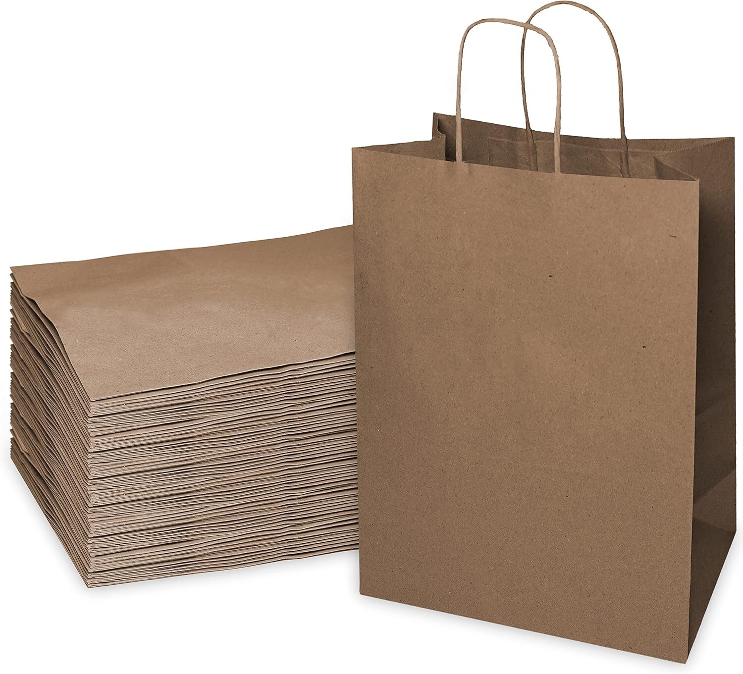 13 x 7 x 17 in. Large Brown Kraft Paper Shopping Bags with Handles 50pcs