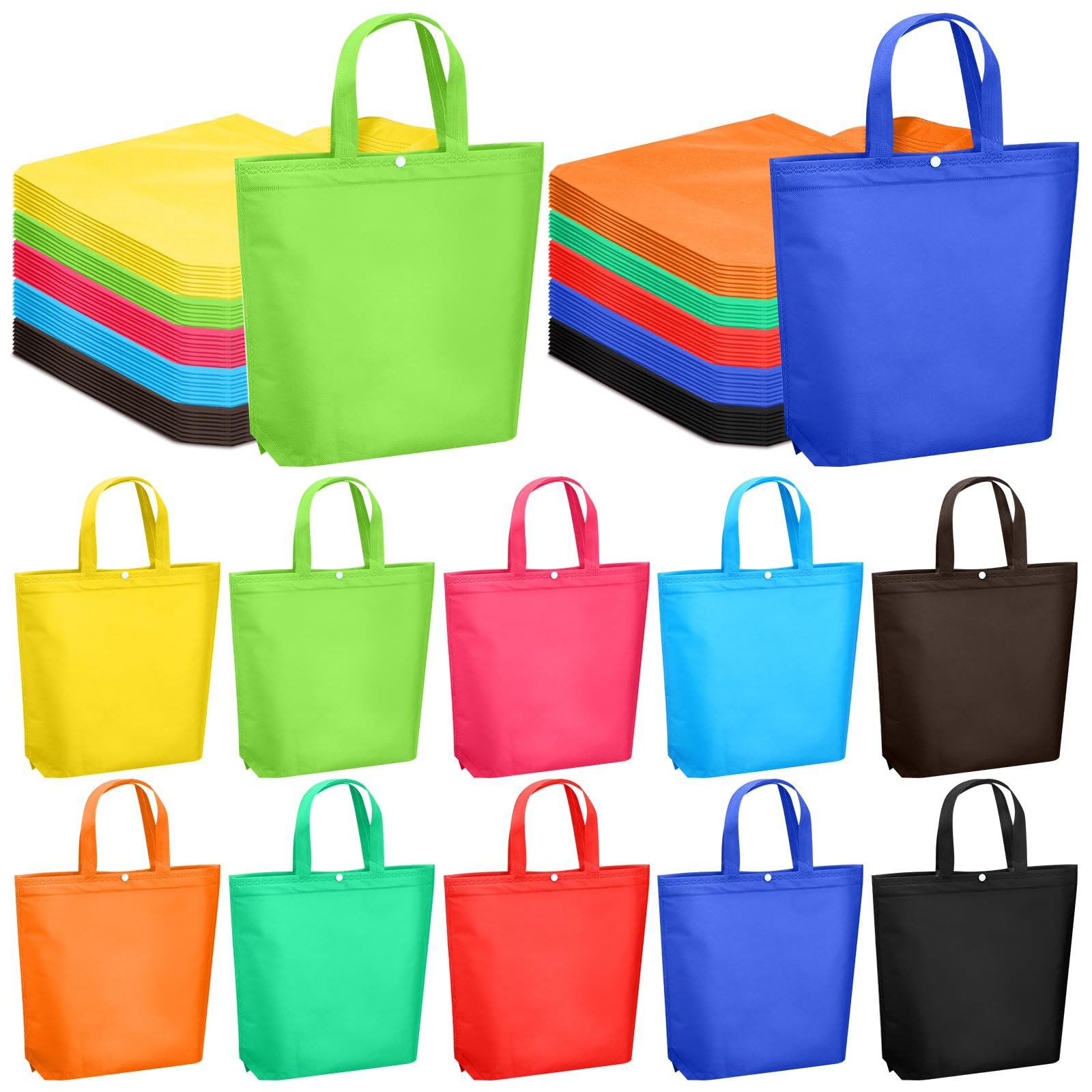 100 Pcs Reusable Grocery Bags Bulk Shopping Tote with Handle Non Woven Portab…