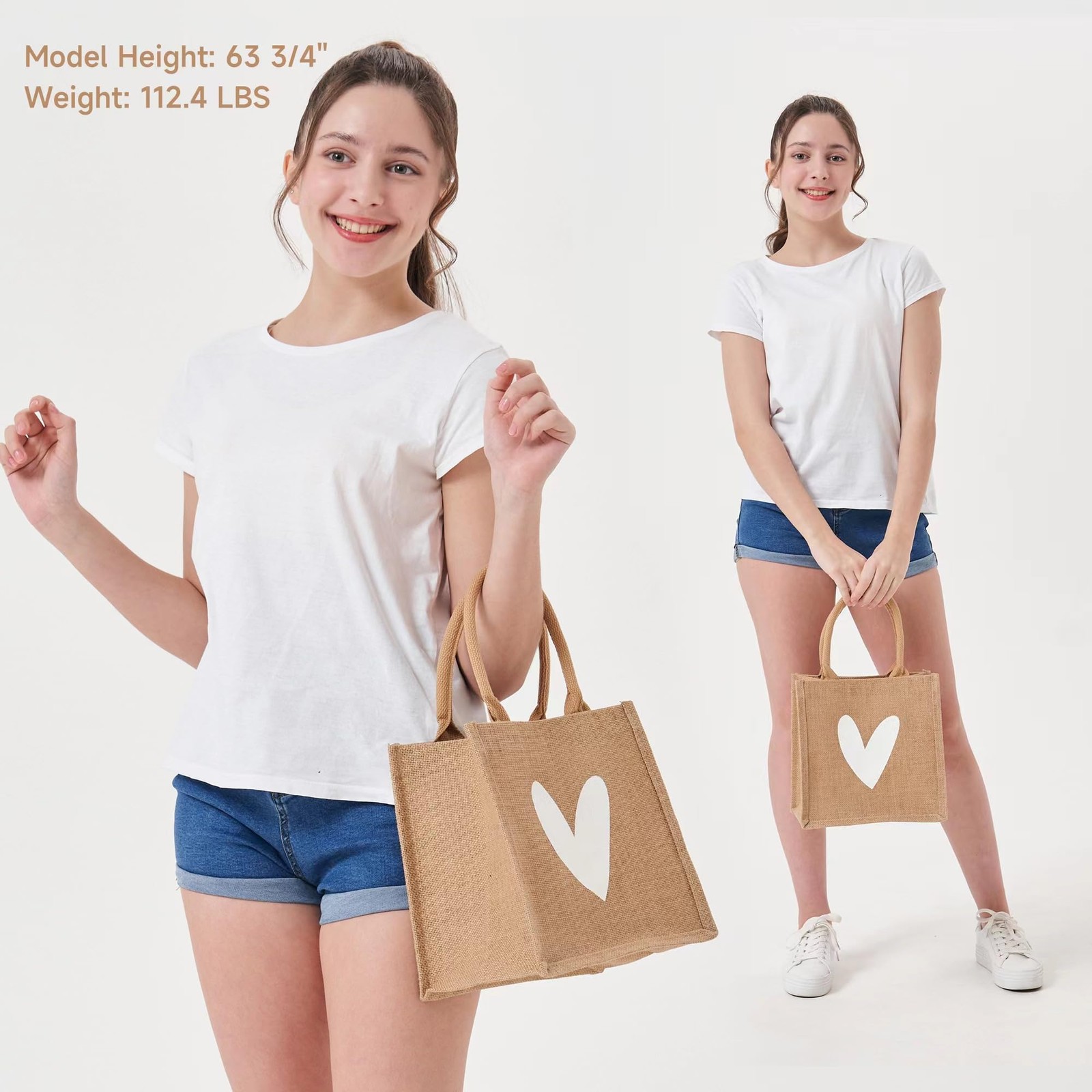 Burlap Tote Bags Handles Reusable Jute Gift Bag Wedding Bridesmaid