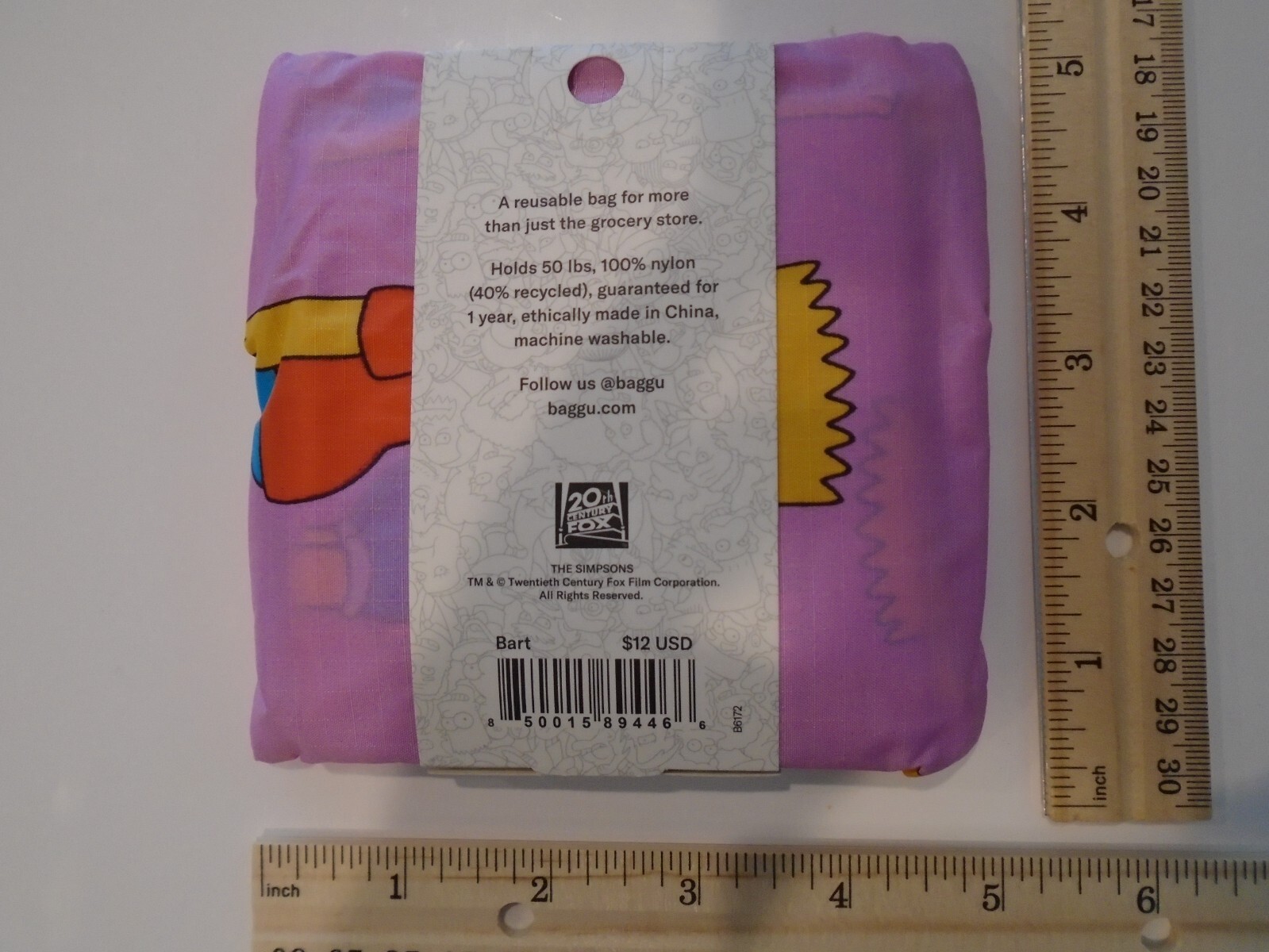 NWT Baggu X The Simpsons Bart Standard Reusable Bag Tote Sold Out US Seller Pink