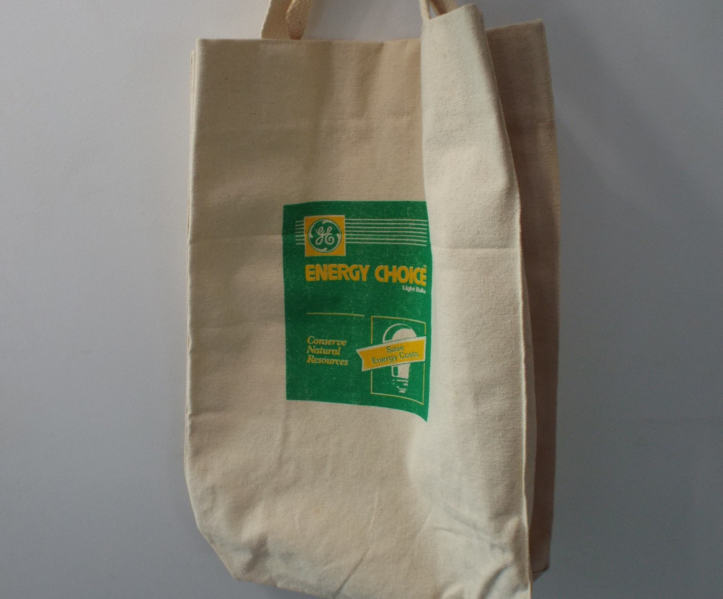 VTG 90s General Electric “Energy Choice Light Bulbs” 12×19″ Canvas Tote Bag