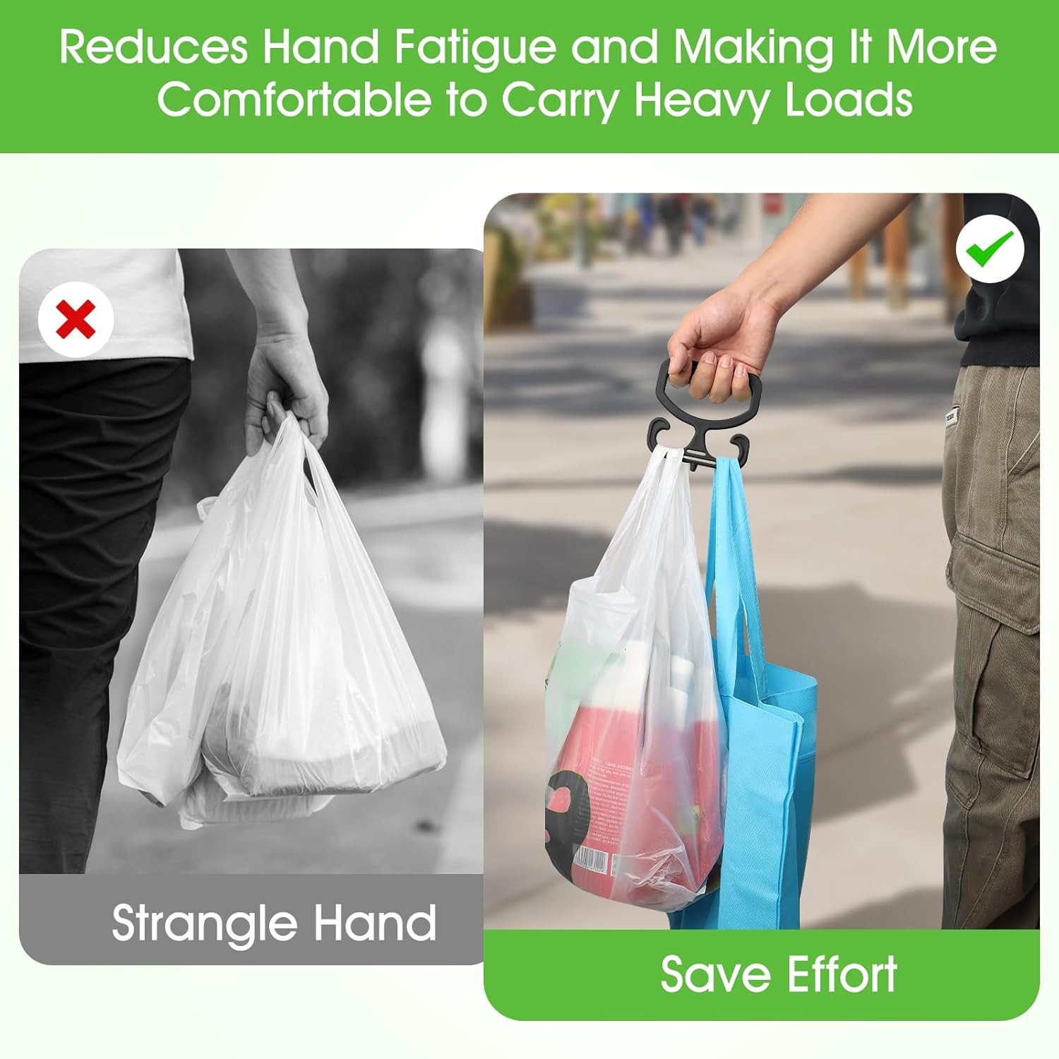 Grocery Bag Carrier, 2 Pack Grocery Bag Holder Each Holds up to 80Lbs, Durable