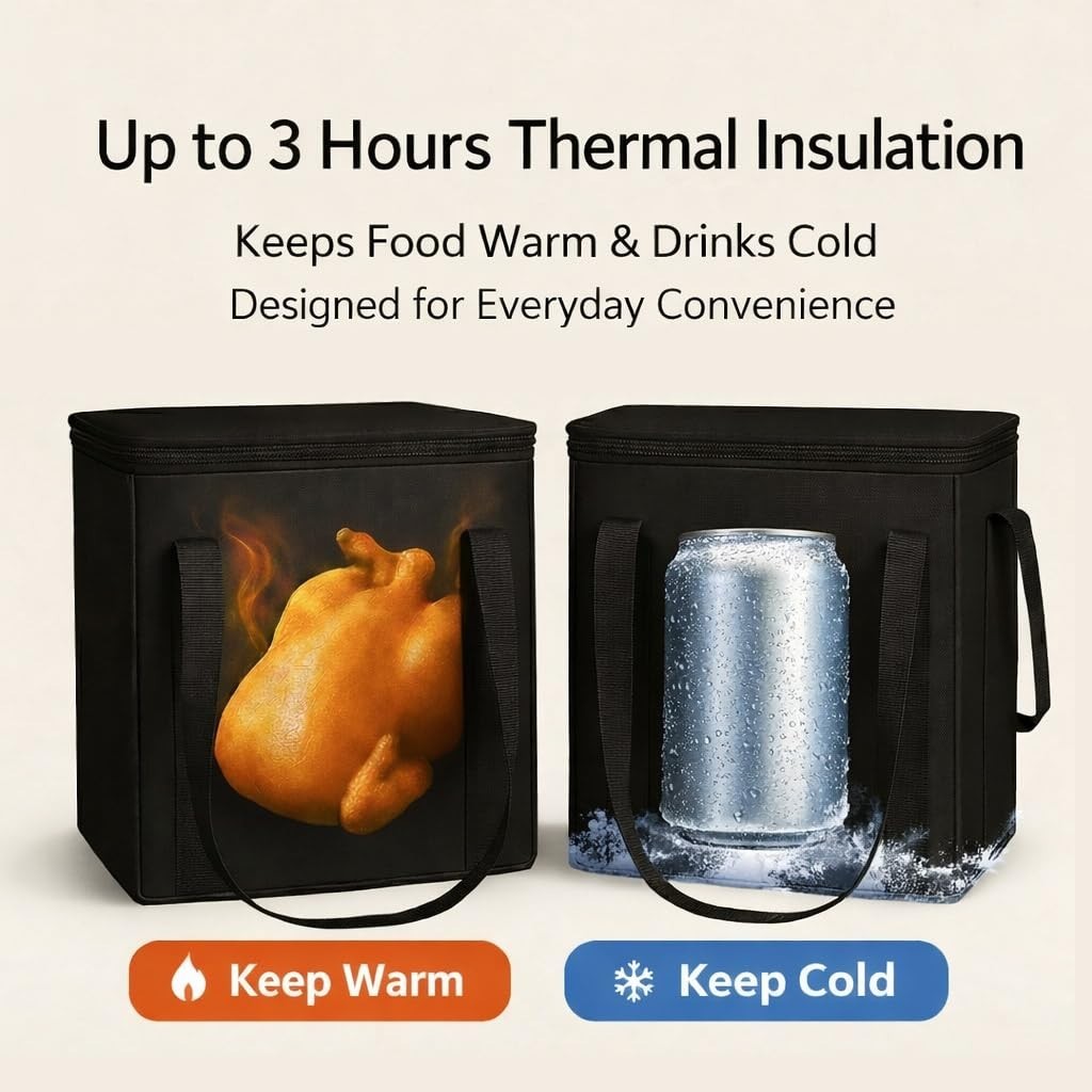 2-Pack XL Insulated Grocery Bags with Zippers – Perfect for Shopping & Camping