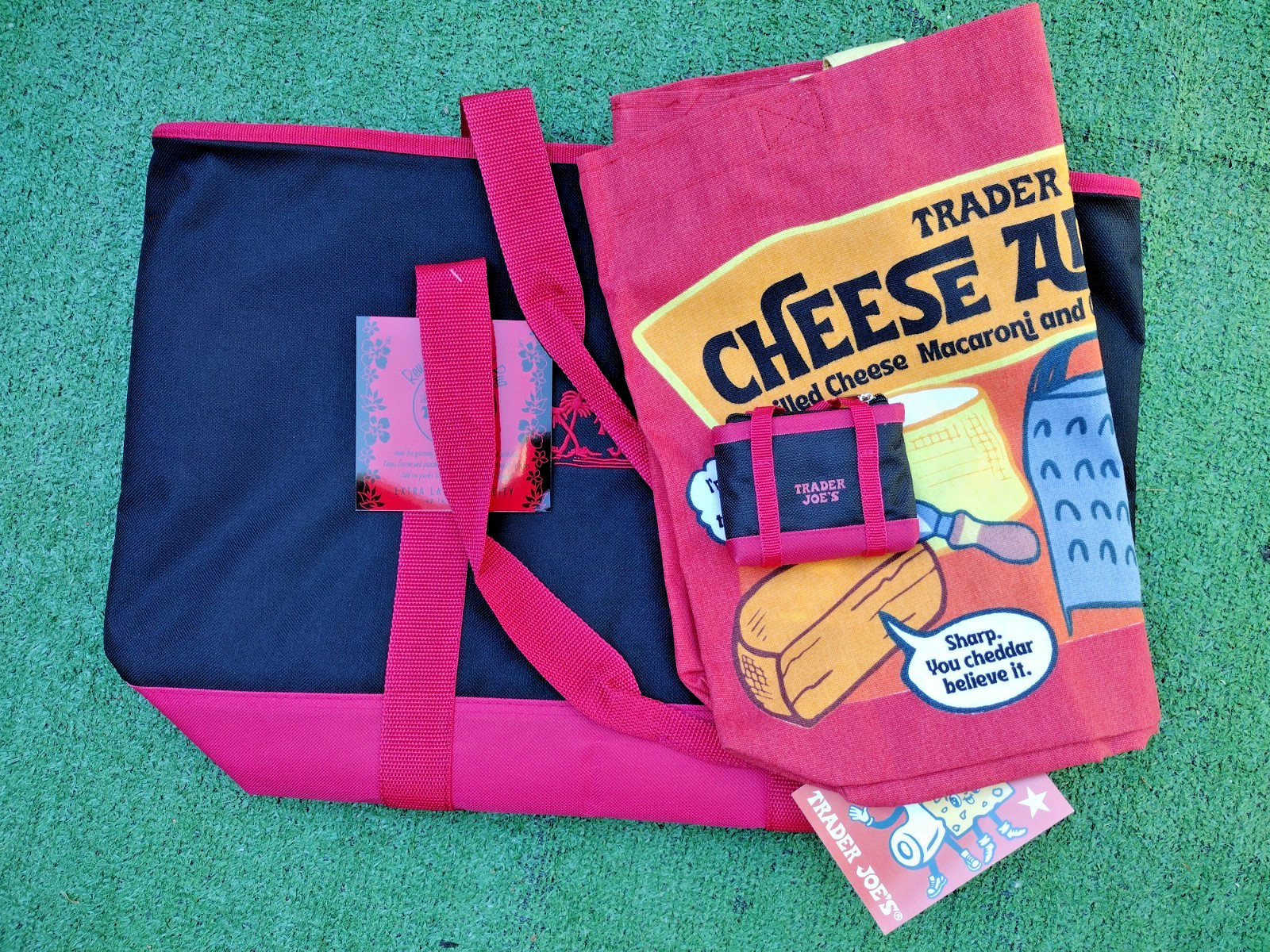 3Pc Combo of Trader Joe’s 7 Gal Blk/Red Insulated + Cheese Tote + Micro