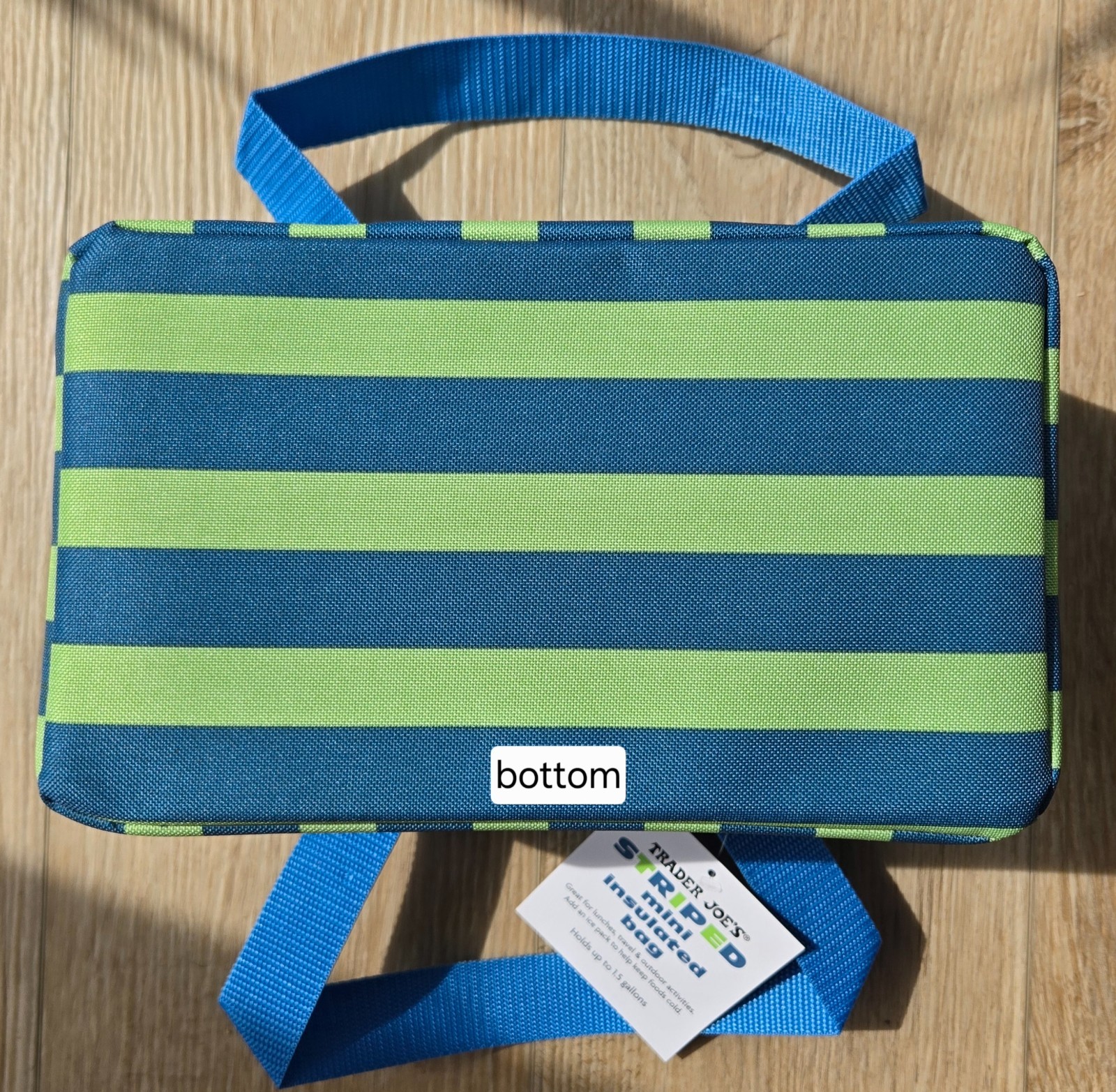 Trader Joe’s 2026 Mini Insulated Tote Blue Green Stripe NEW Limited Edition