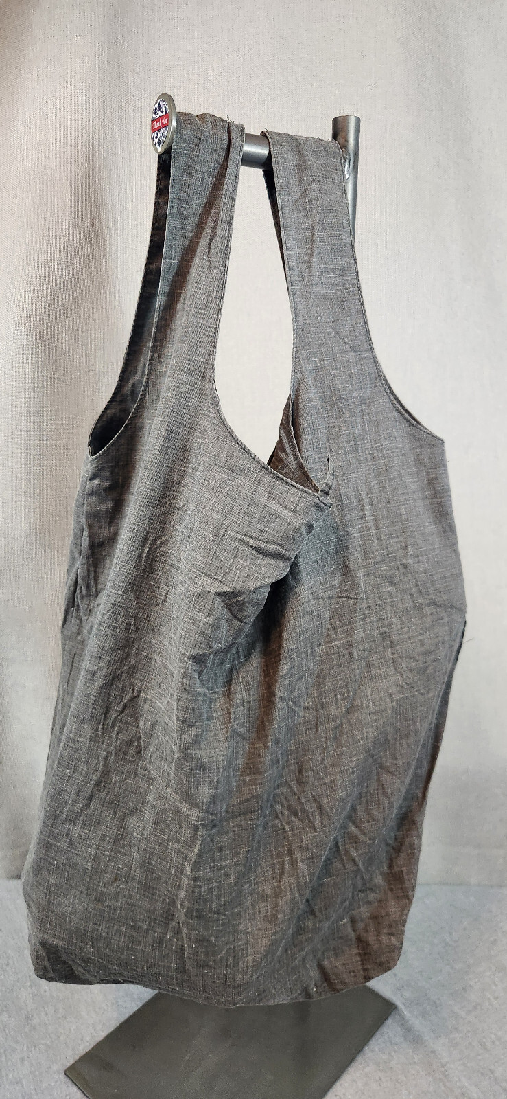 Cream Soda SW Solid Gray Covet Shopping Book Bag Sack Tote Linen Cotton Blend