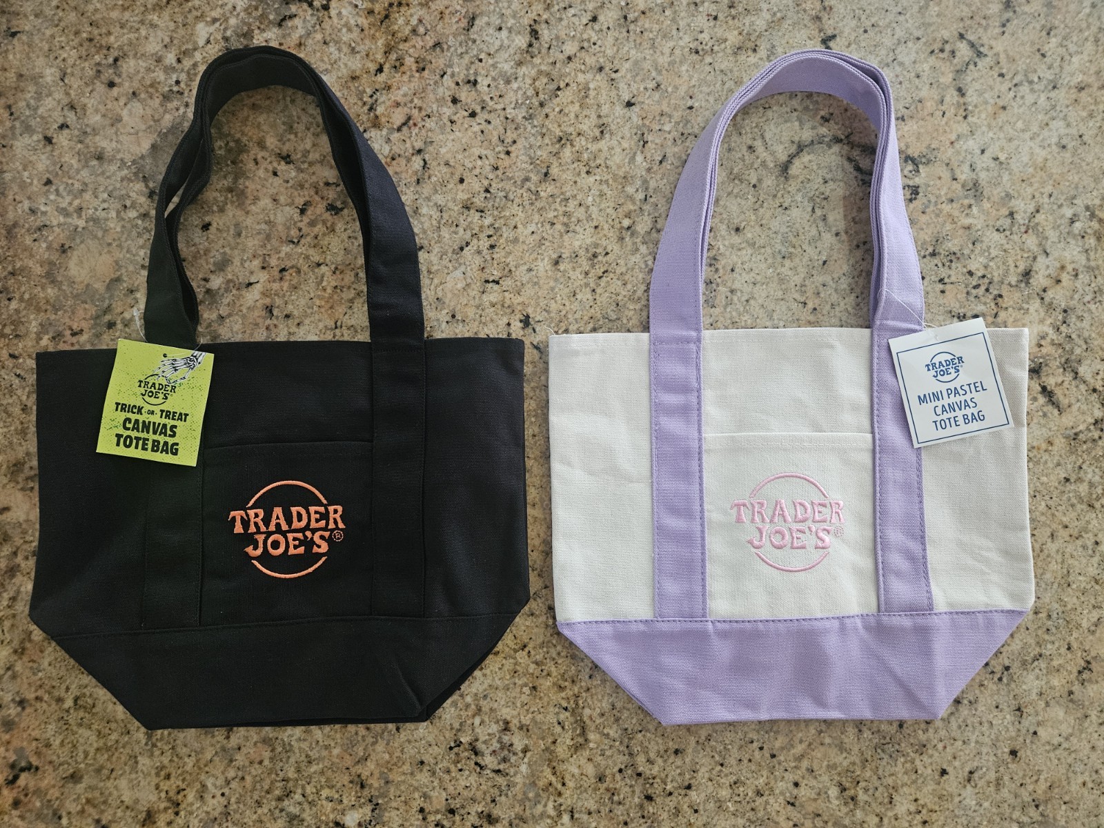 Trader Joe’s Mini Tote Bag 【Purple/Black 2 pc set】