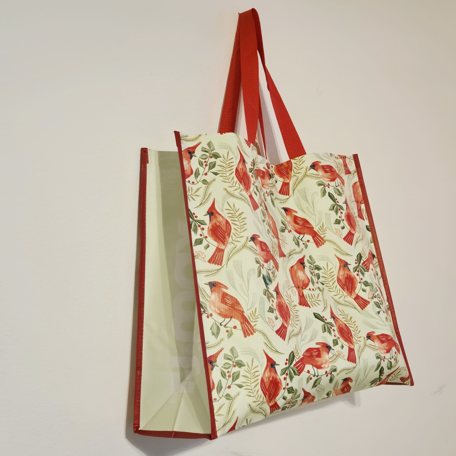 Christmas Red Cardinal Cardinals Birds Holly Garland TJMaxx Tote Bag Gift