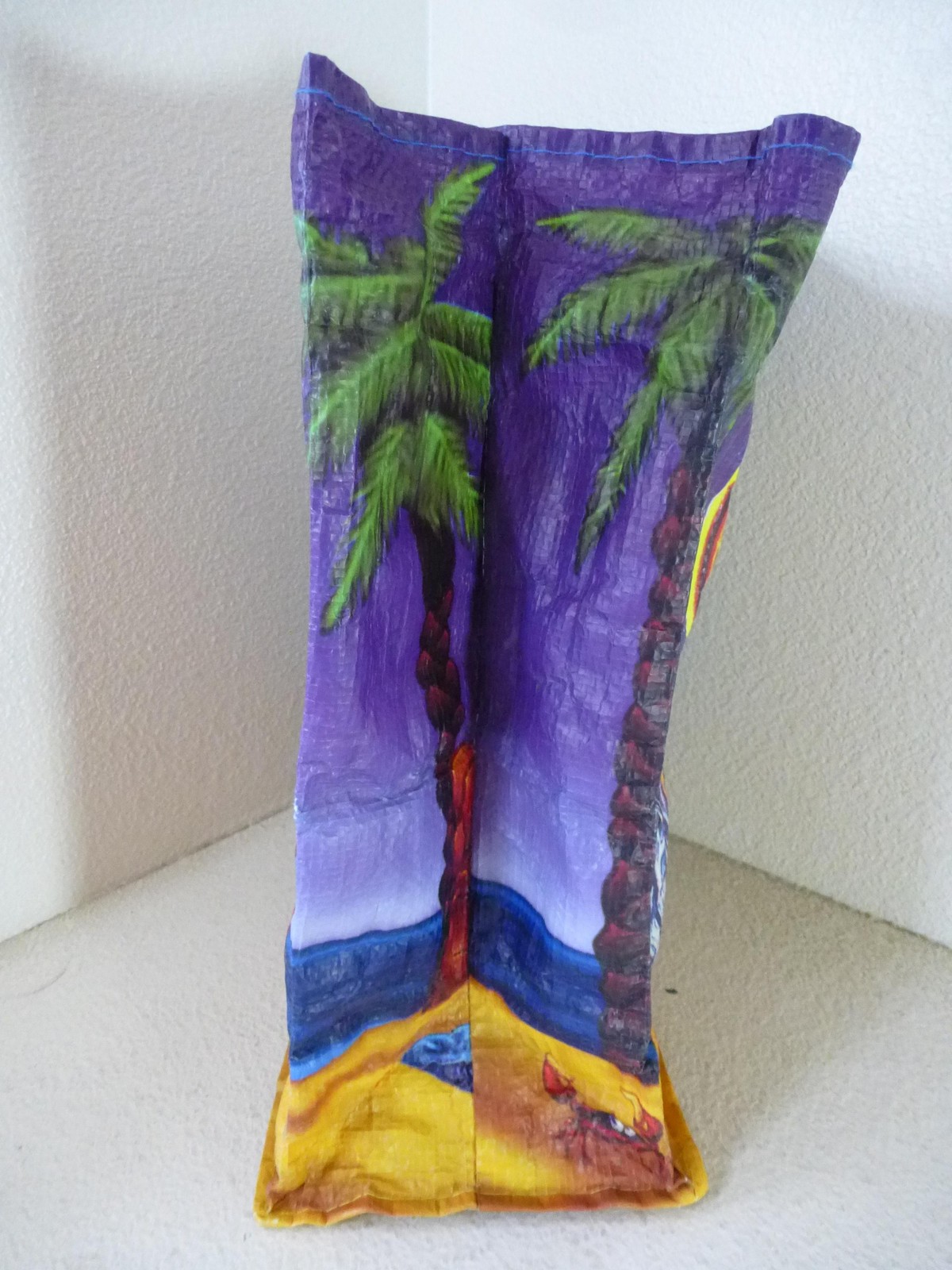 Trader Joes Reusable Grocery Bag Beach Surfboard Tropical Tote Palm Tree Plastic