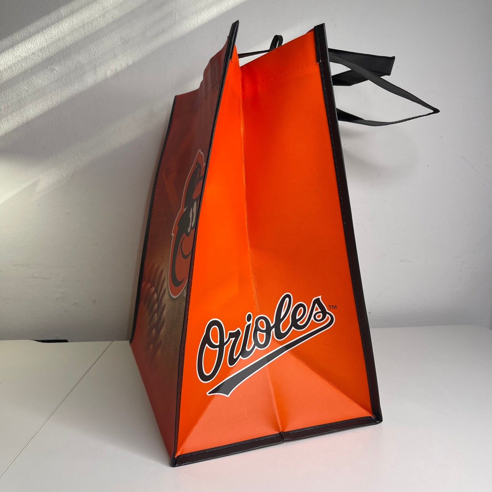 Set of 2! Baltimore Orioles Baseball Orange Black Reusable Shopping Tote Bag MLB
