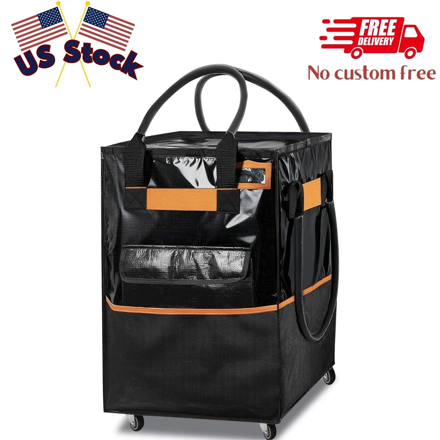 Reusable Grocery Bag on Wheels, 130L Large-Capacity Zippered Roller Tote