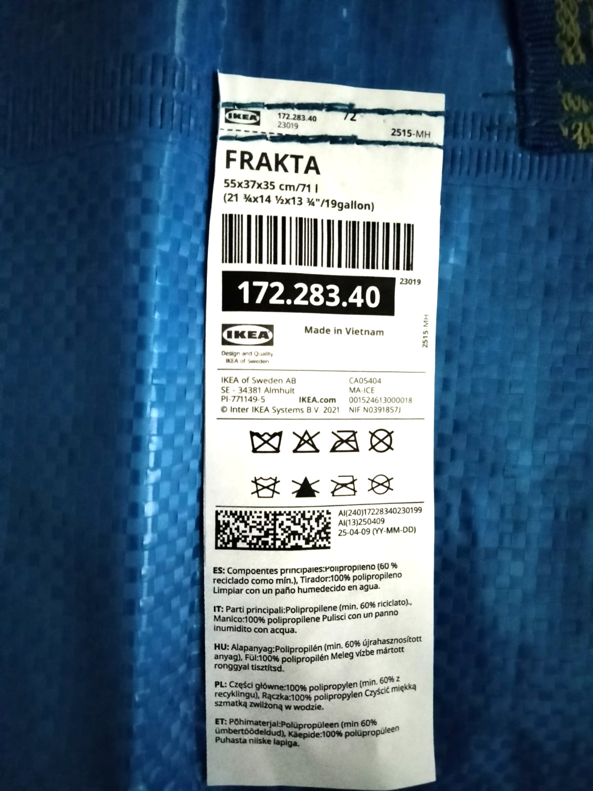 (Lot of 3) IKEA Frakta LARGE Size Shopping Bag Laundry Grocery 19 Gallon NEW
