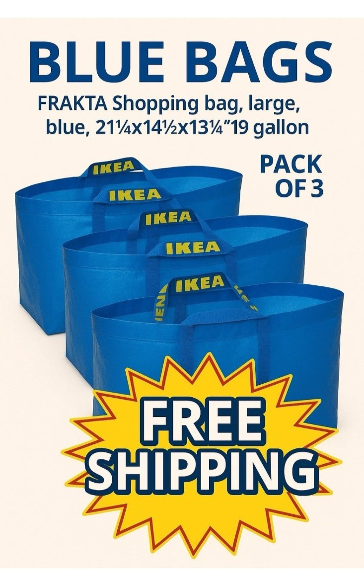 IKEA 172.283.40 Reusable Shopping Bag 19 Gallon – Blue (3 Pack)