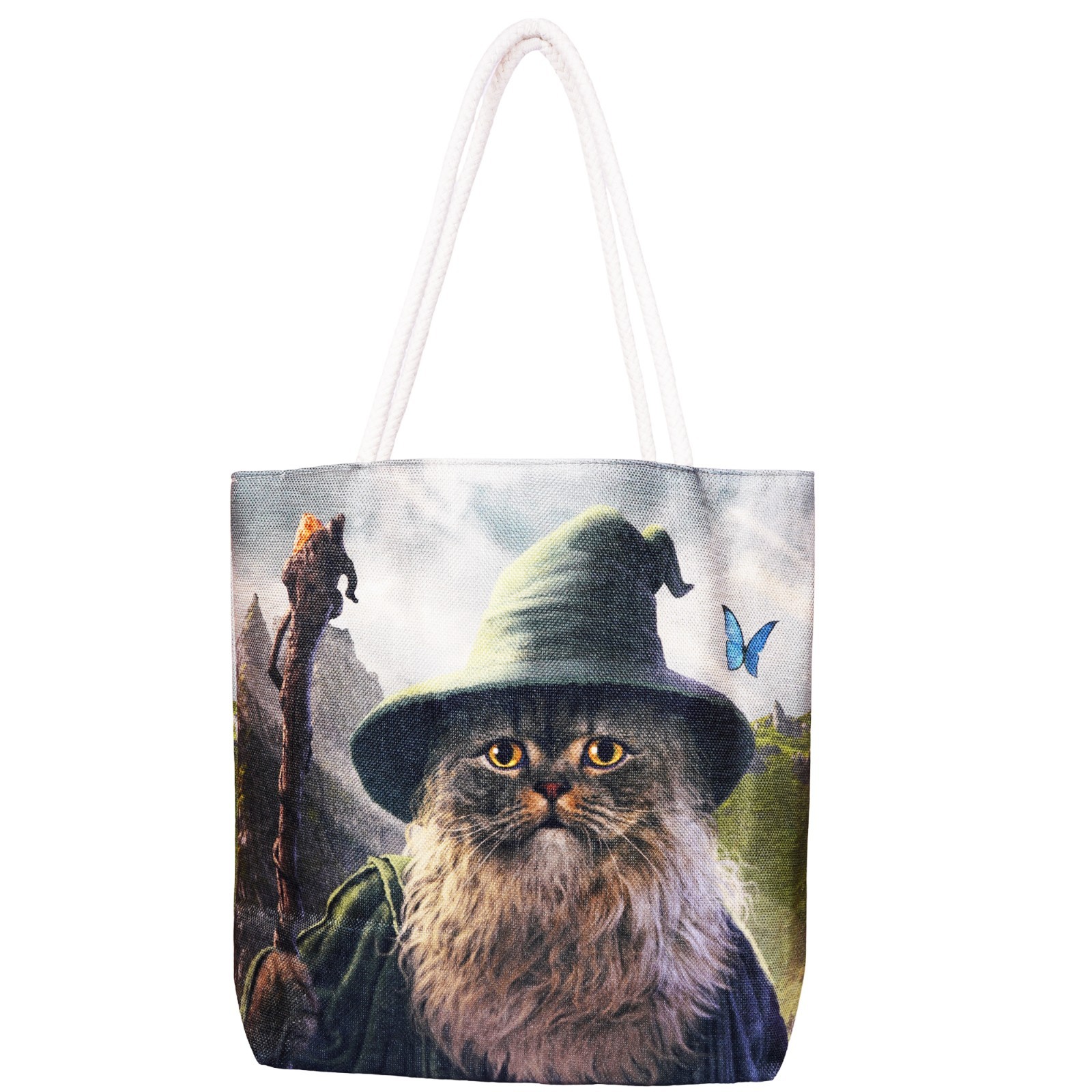 Catdalf The Cute Jute Tote Bag | 17 x 15 Inches | Durable Shopping Shoulder Bag
