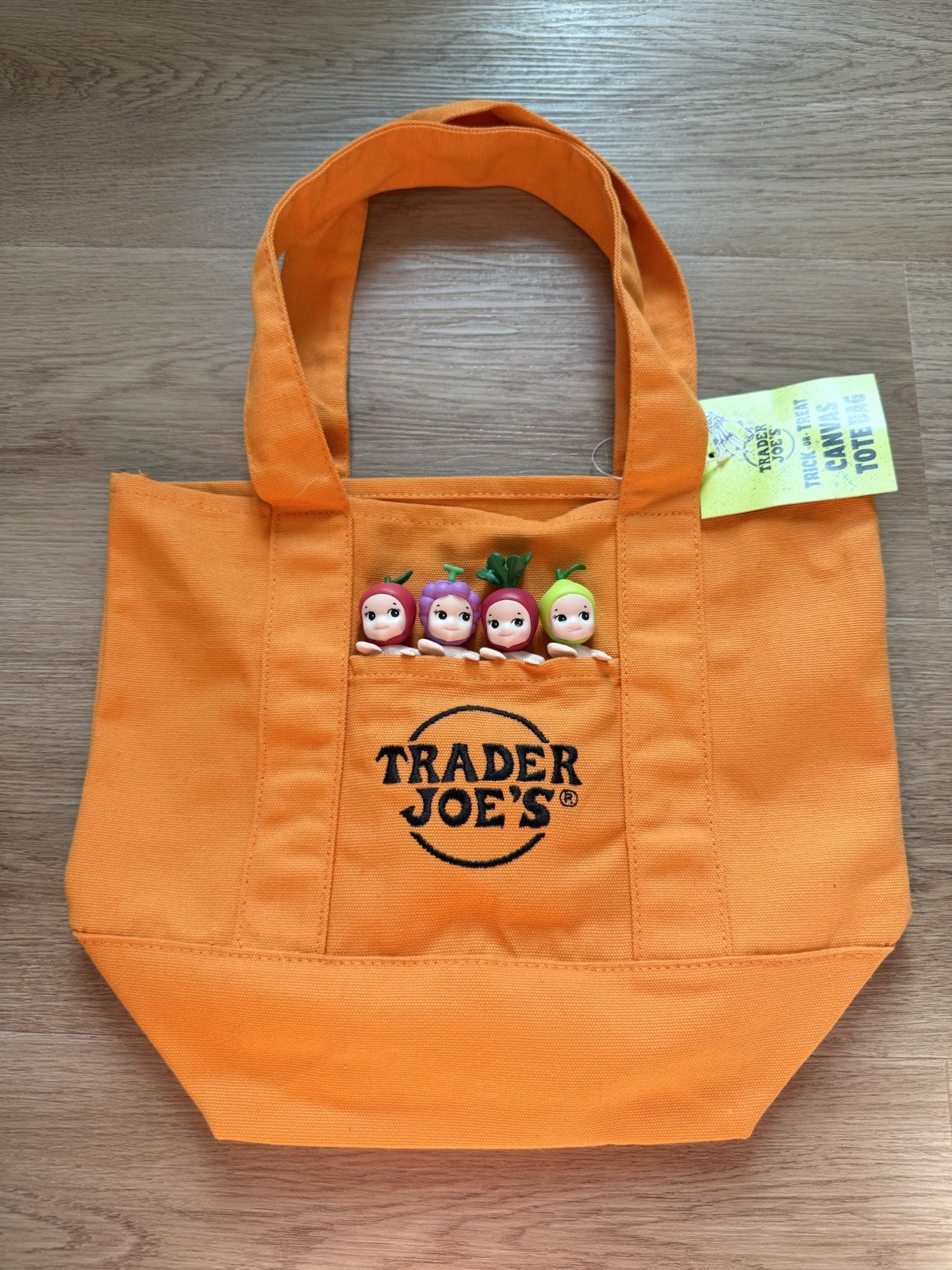 Trader Joe’s Mini Tote With Hippers 13 in x 10 in Orange Black Mini Bag