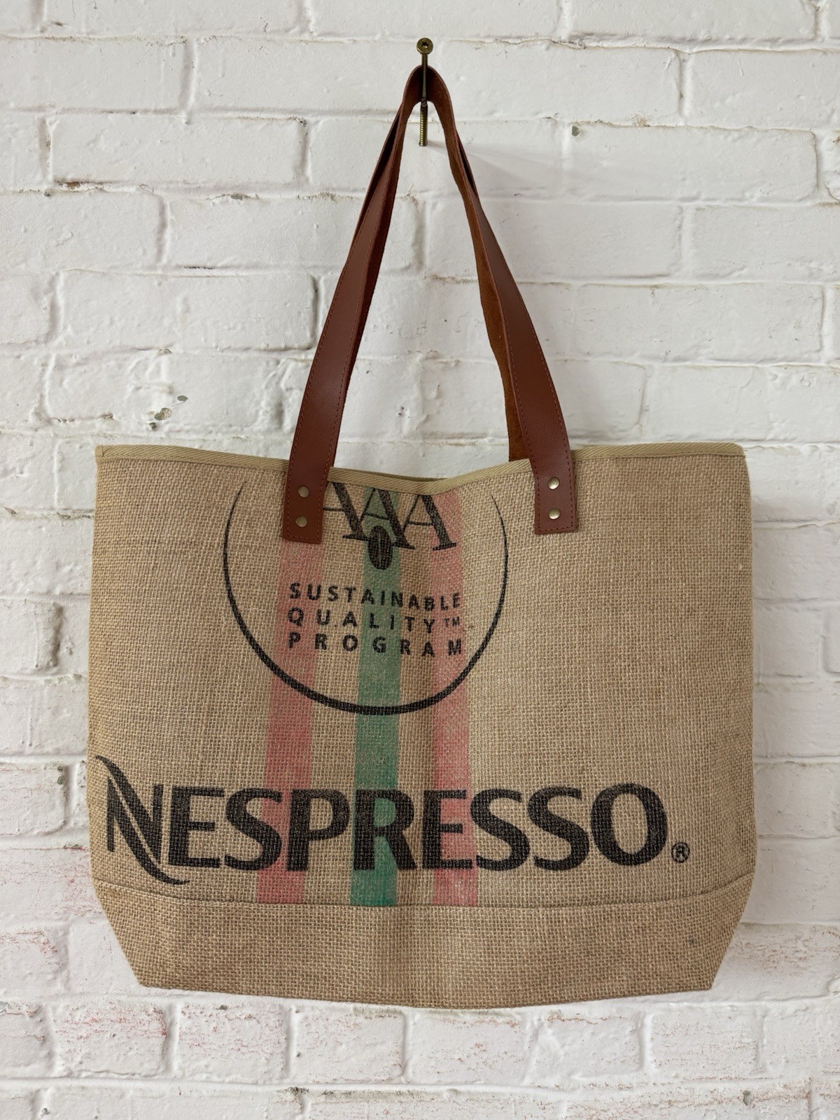 NWOT Nespresso Jute Bag Coffee Tea Travel Bag Reusable
