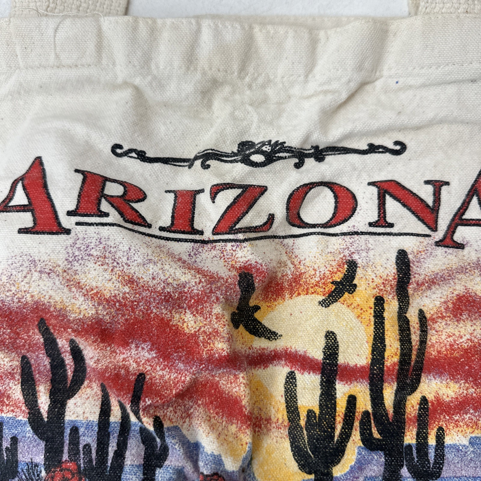 Arizona San Segal Tote Bag Reusable Shopping Desert Scene Sunset Cactus 1992 VTG