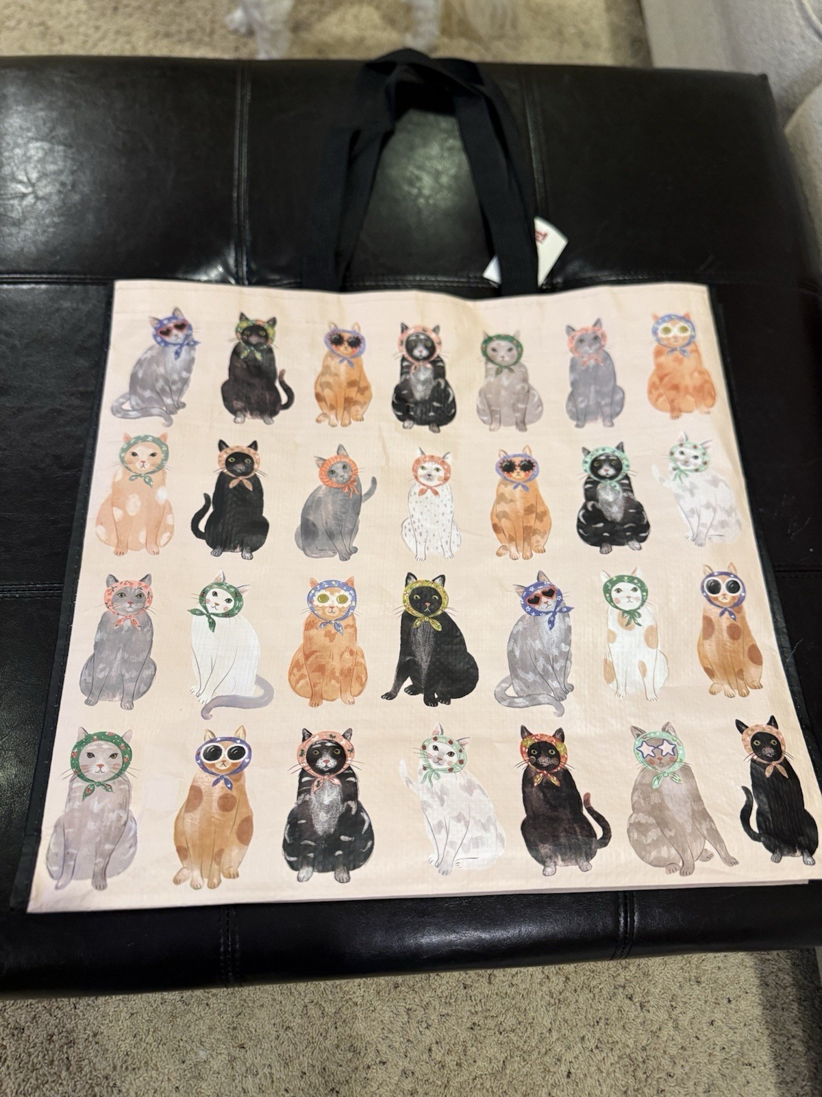 TJMaxx Cat Print Scarfs Large Reusable Shopping Bag New