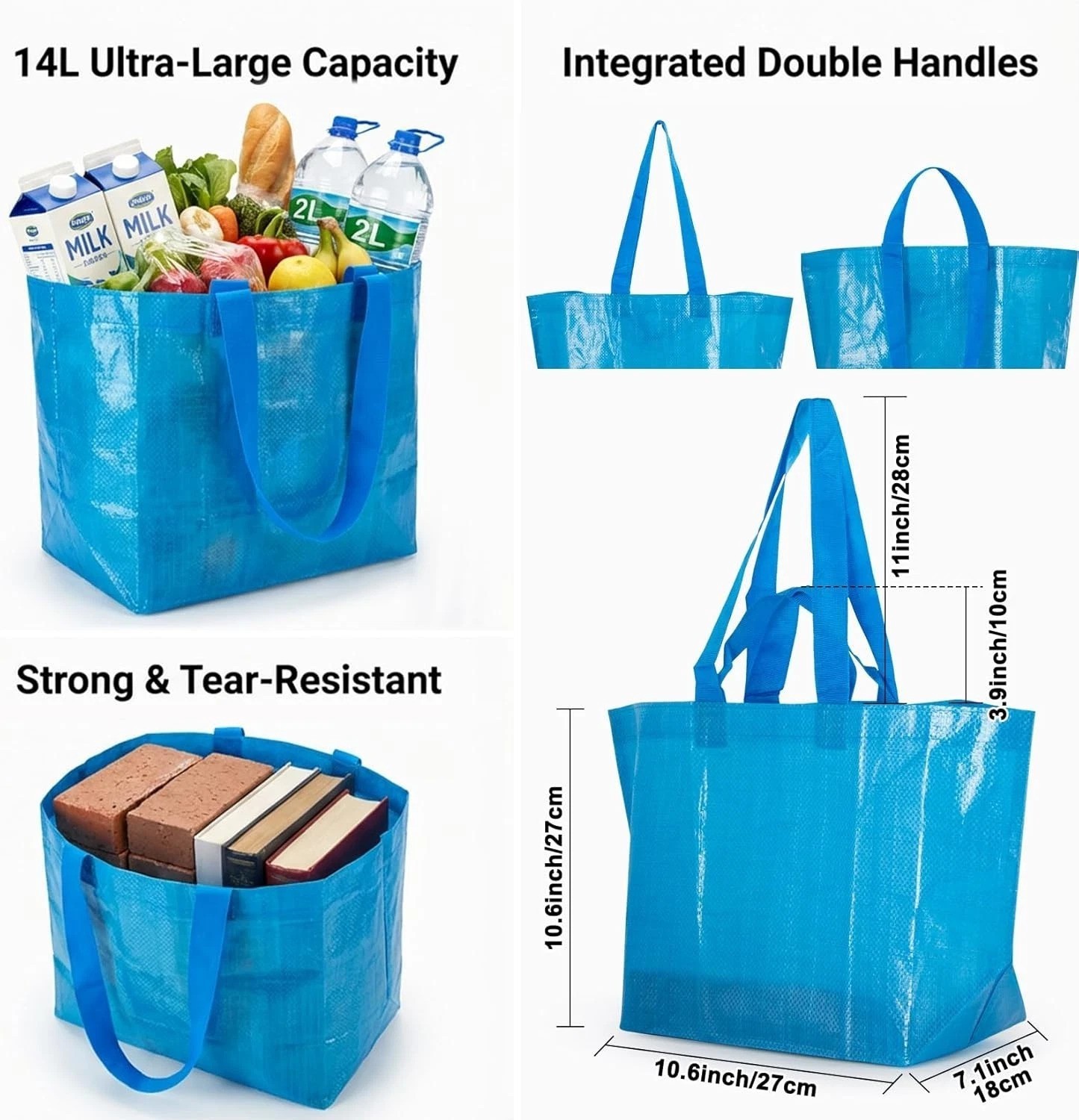 Lightweight and Stylish Set of 3 Blue Shopping Bags – Perfect for Organizing
