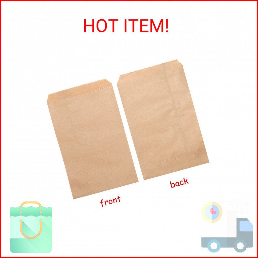 Volanic 100PCS 4X6 Inch Kraft Paper Bags Small Flat Party Favor Bag for Bakery C