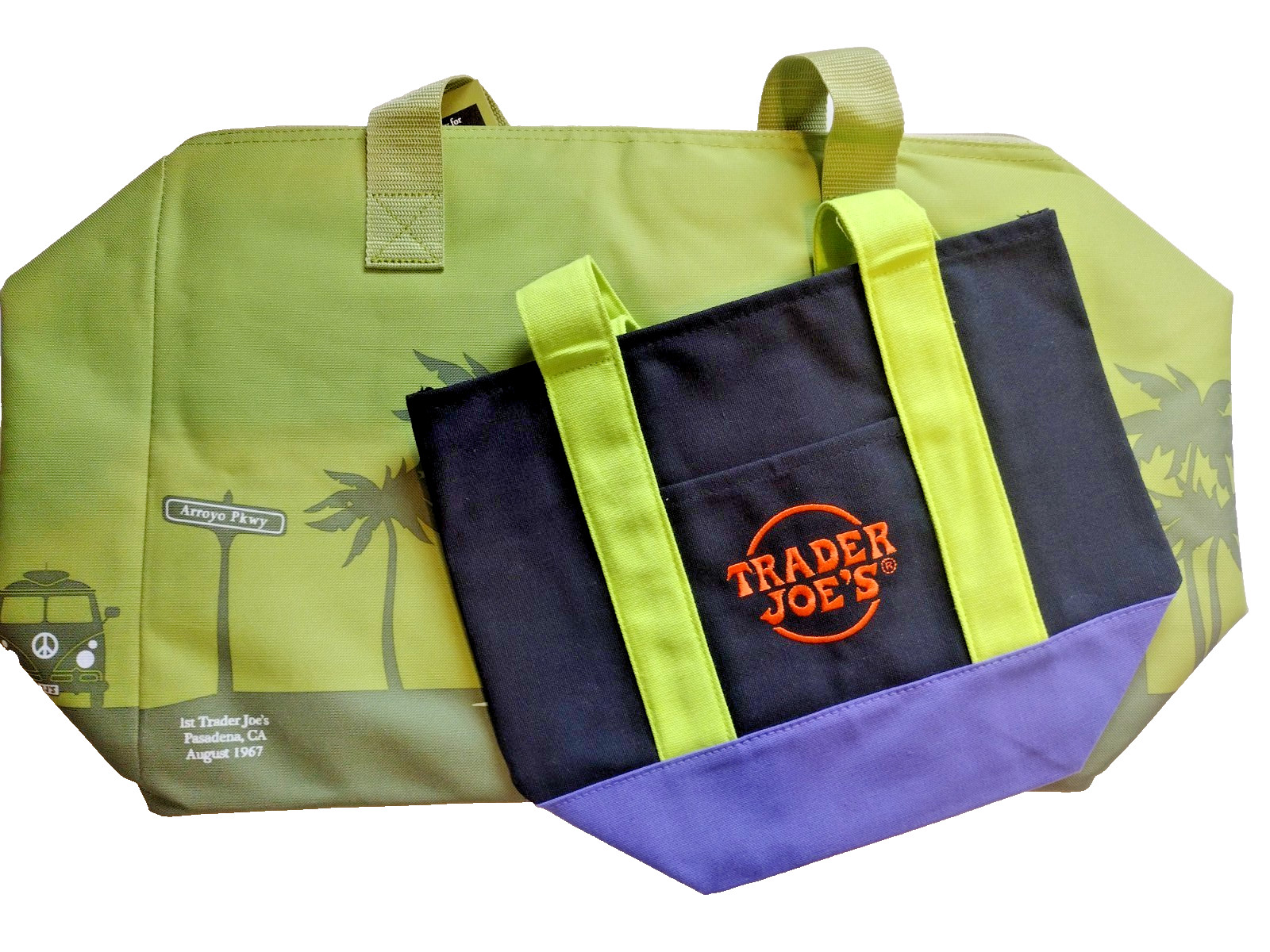2PC Combo Trader Joe’s Olive 8gal INSULATED Cooler Bag & 1 Mini Canvas Tote