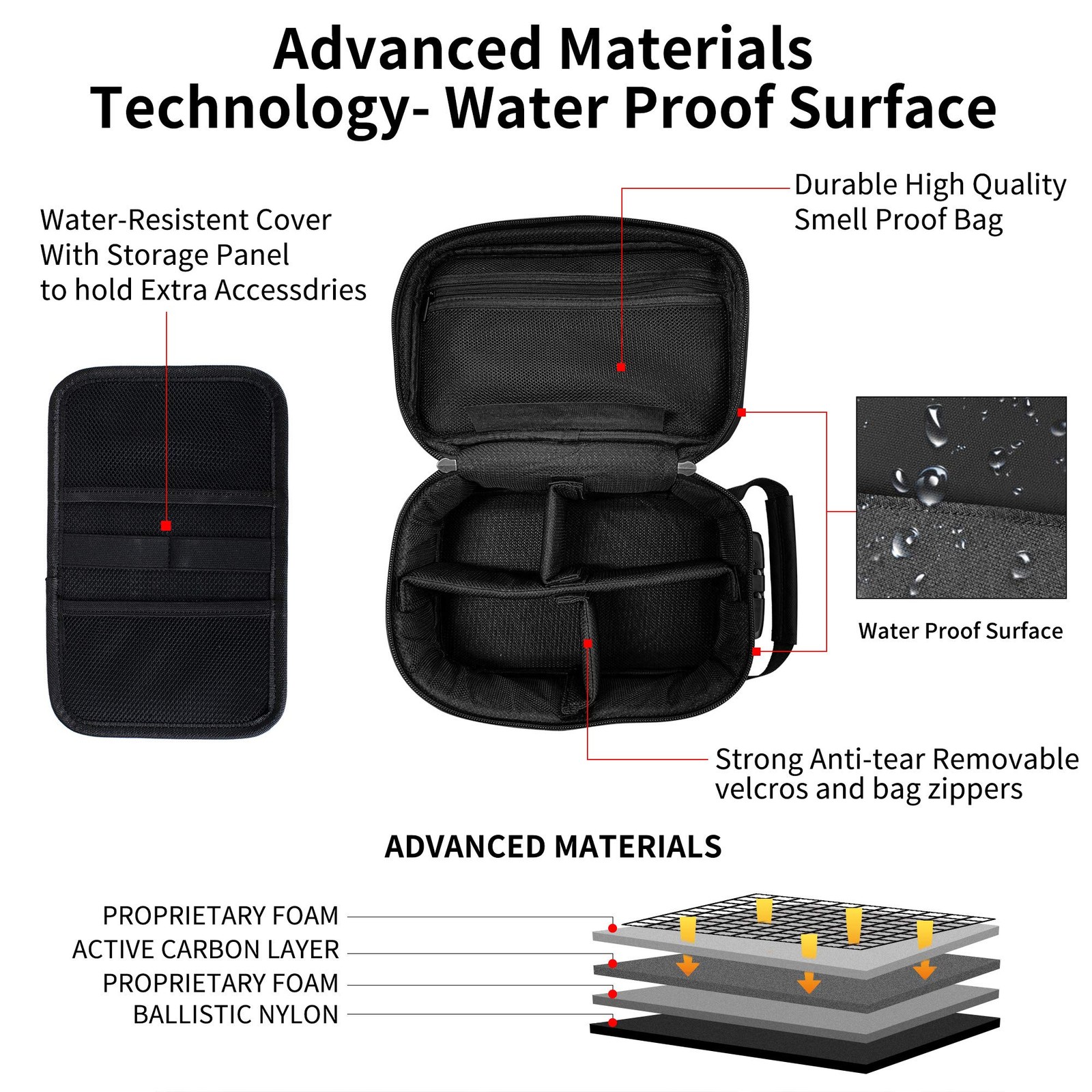 IDEATECH Smell Proof Bag, Stash Box with Lock, Large, BLack