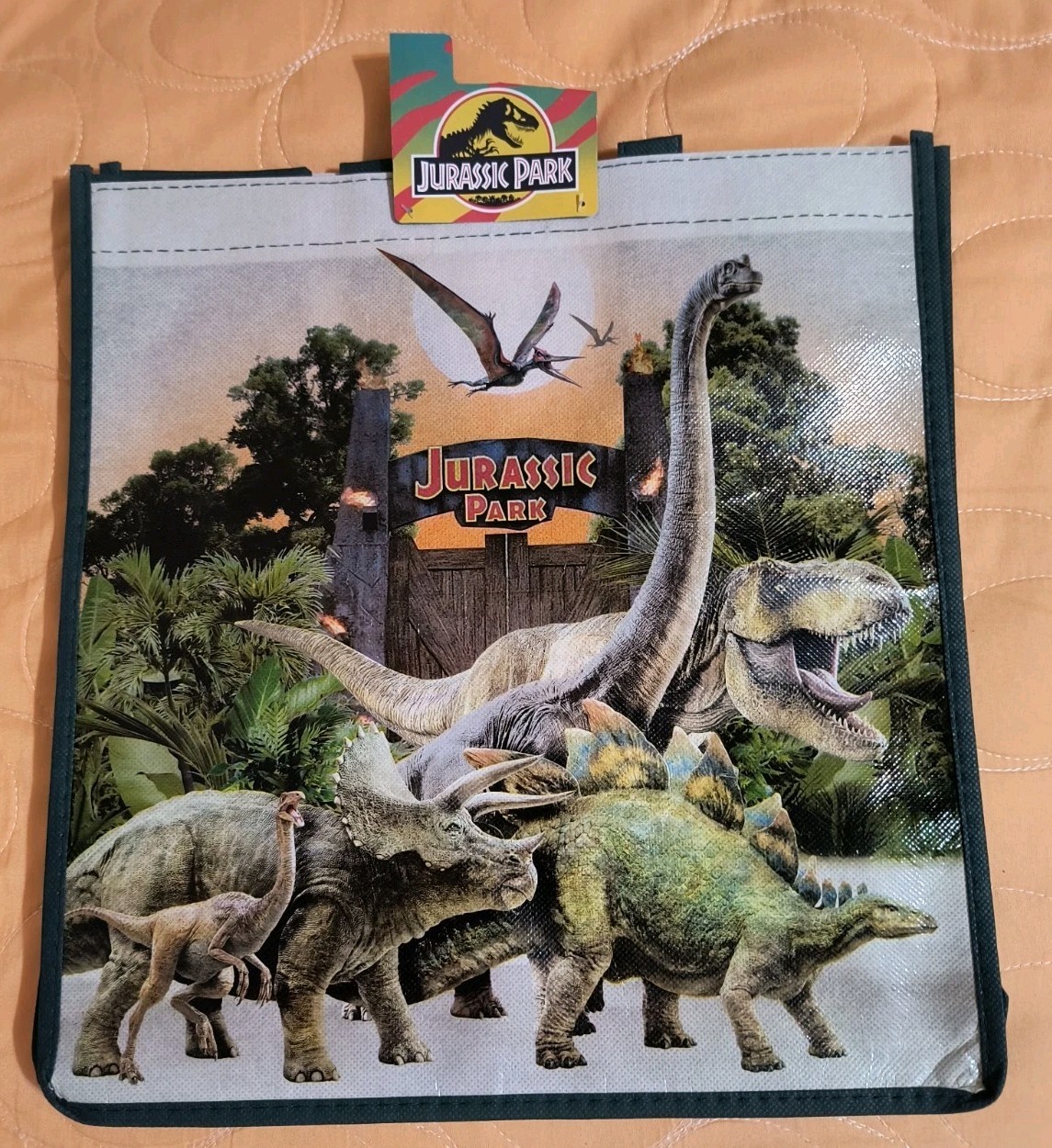 Jurassic World Dinosaur 🦖 Green Reusable Large Tote Gift Shopping Bag 🆕 🆓ship