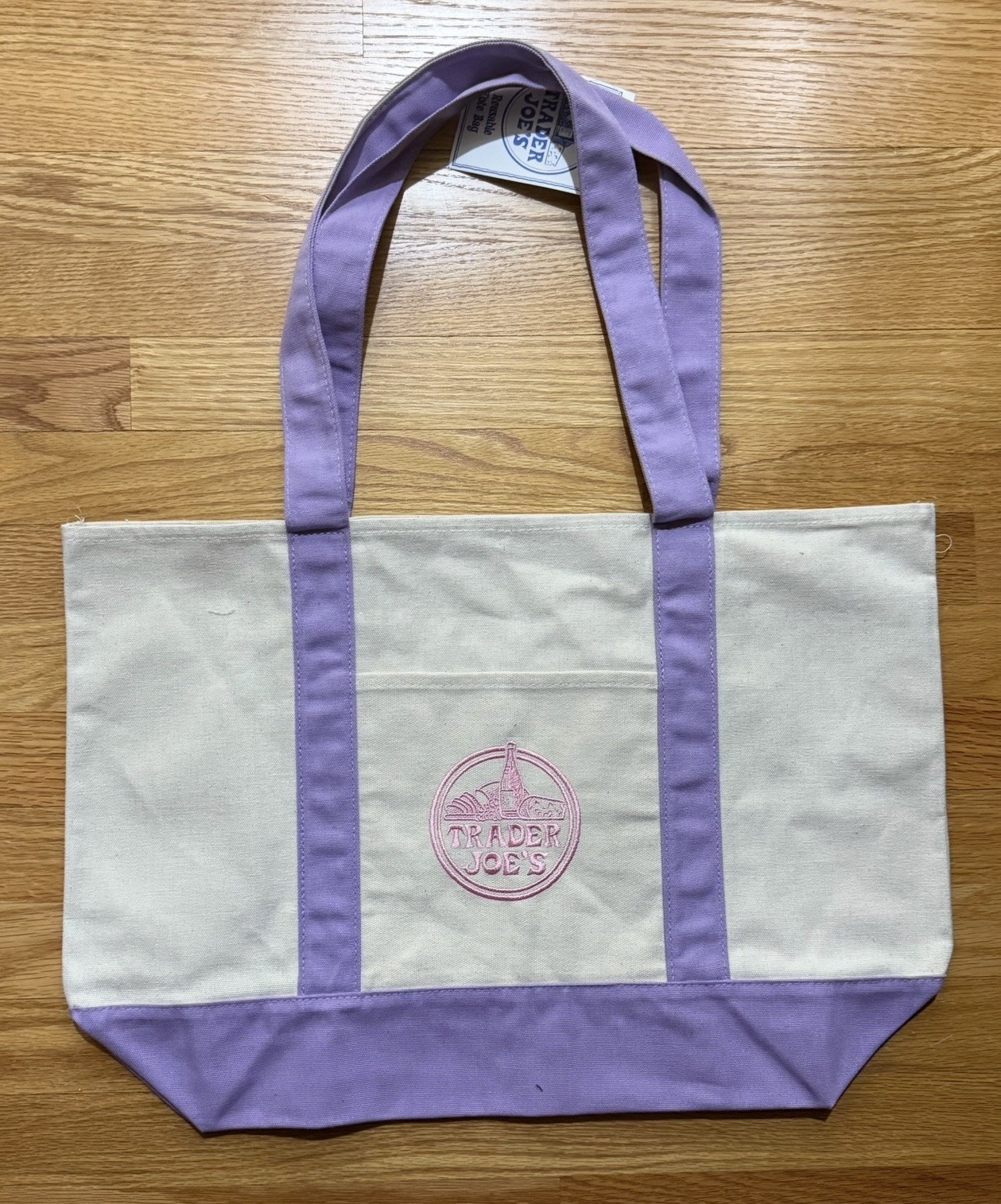 Trader Joe’s Authentic PURPLE/Lavender Large Canvas Tote Bag (Limited Ed), NWT