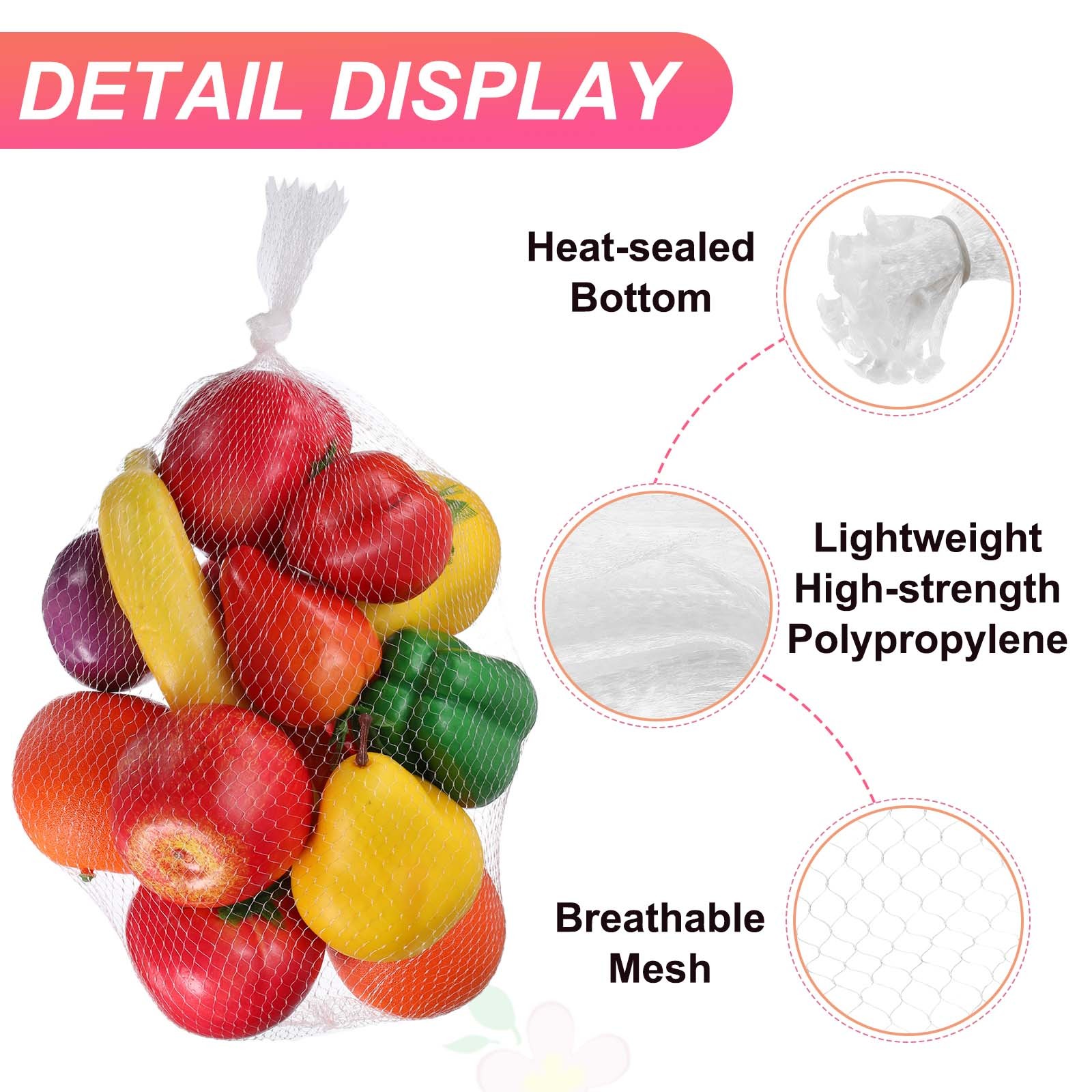 100Pcs Reusable Mesh Produce Bags, 17.7 Inches Egg Bags, White