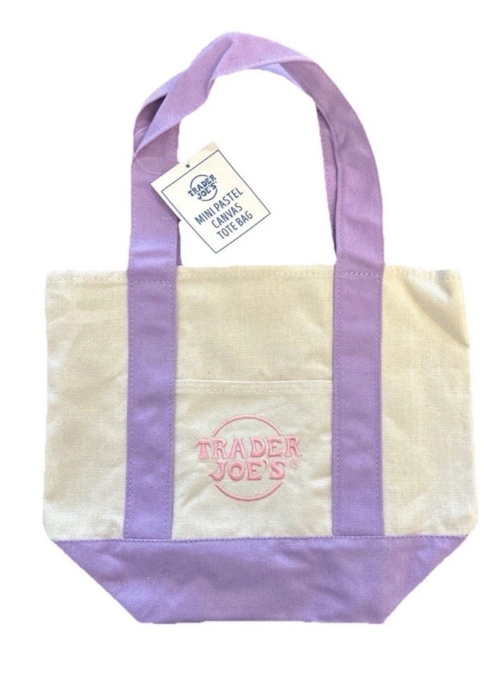 Trader Joe’s Mini Canvas Tote Bag Pastel Purple Hottest It Bag Limited Spring🛍️