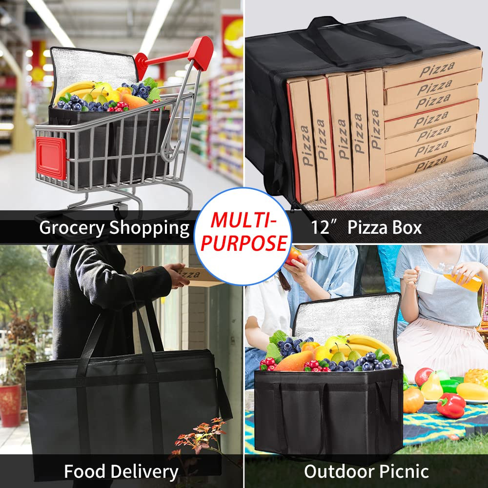 XXXL Insulated Grocery Cooler Tote Bag 22X14X13, Black, 1-Pack