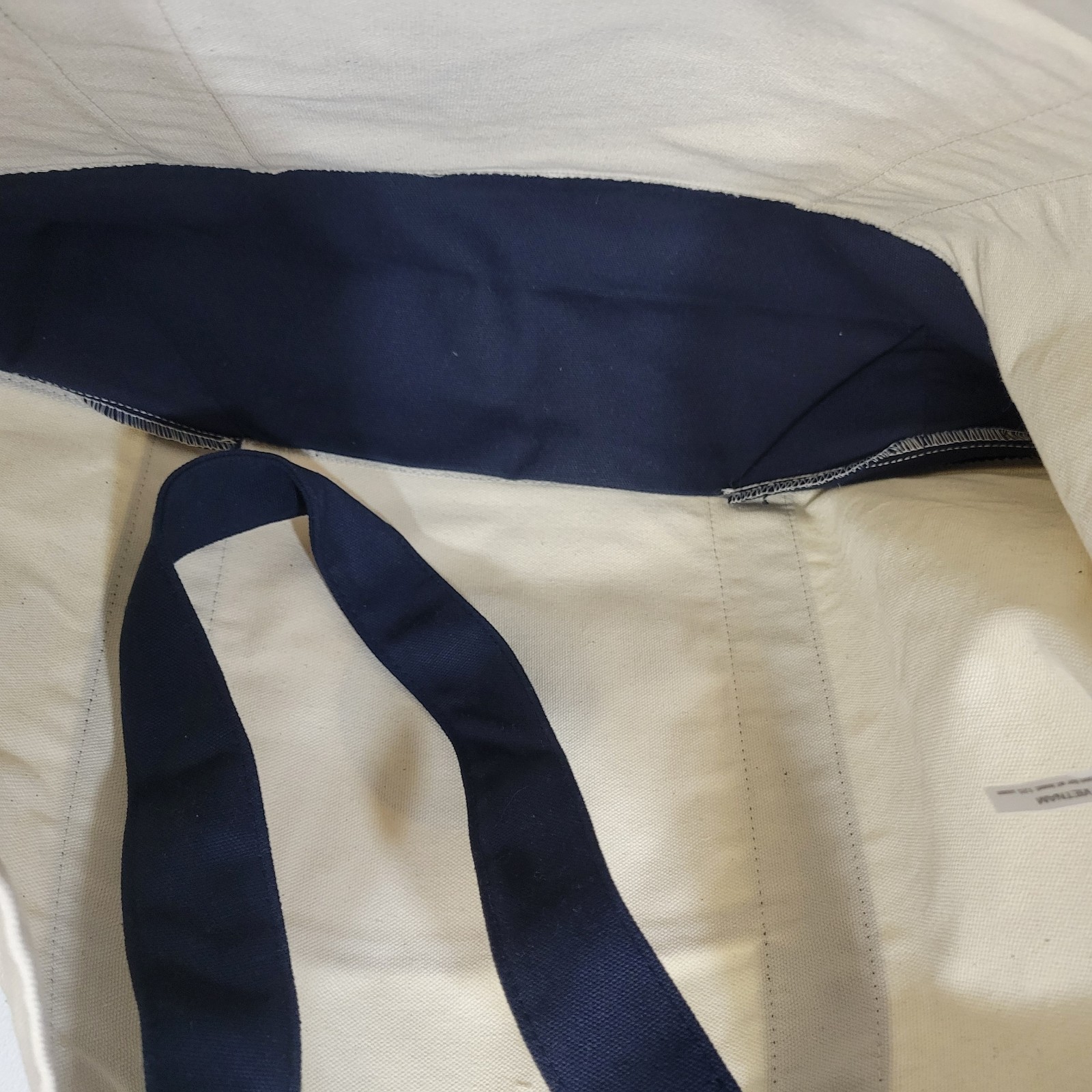 NWT Trader Joe’s Large Canvas Tote Reusable Bag 20x14x6″ Navy Blue/White * NEW *