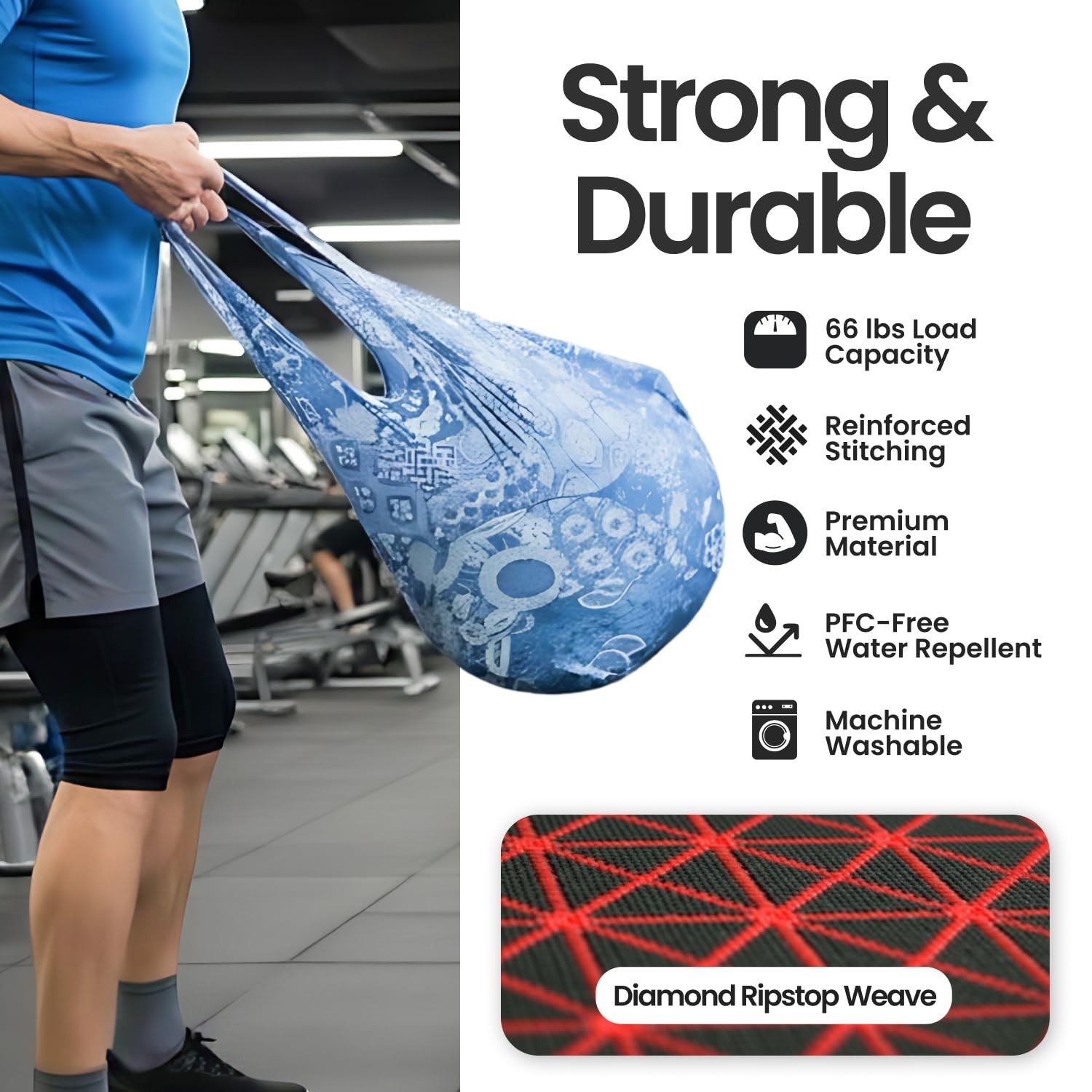Ultra-Lightweight Sling Bag Heavy Duty Foldable Crossbody Blue Waves 1 PCS